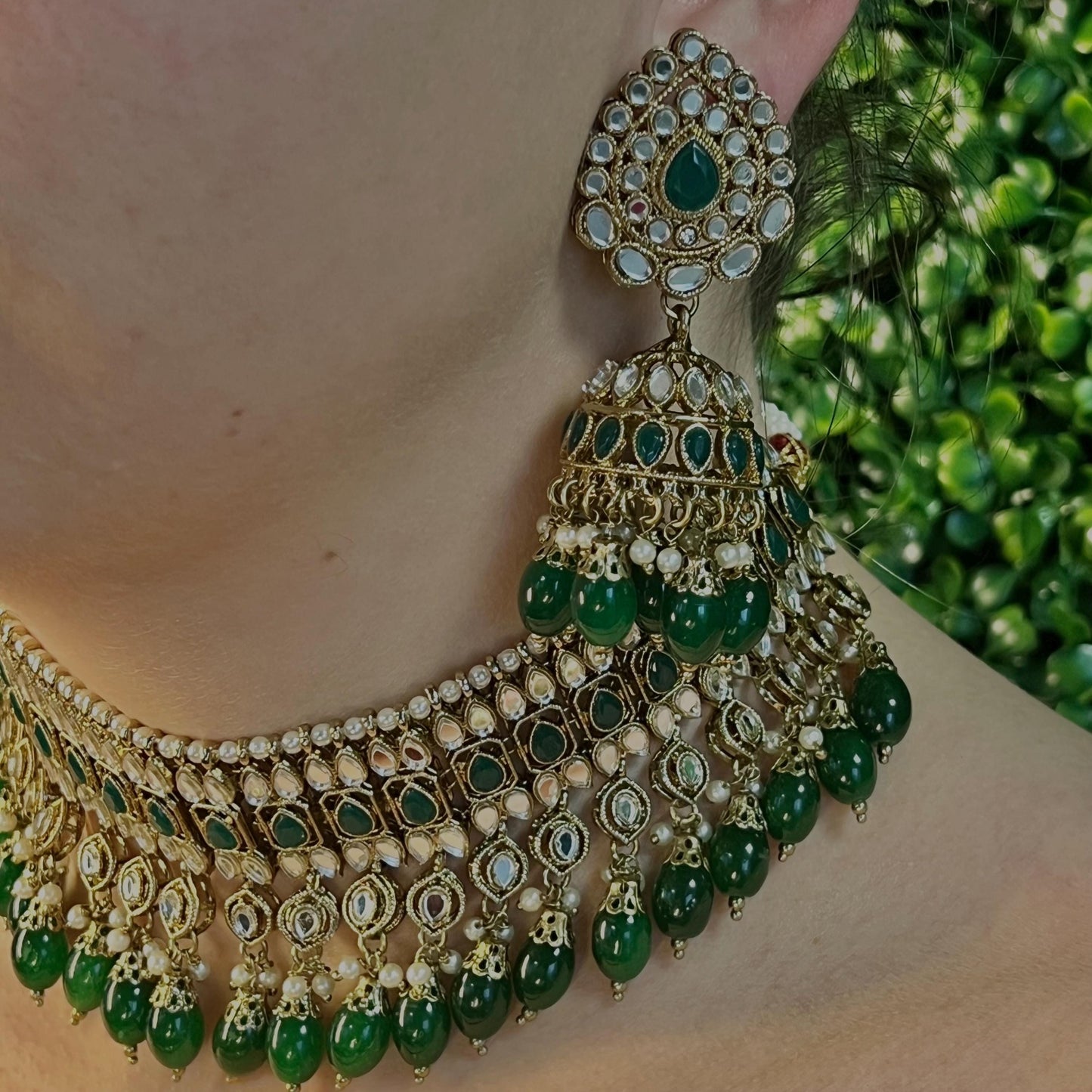 Green Mirror Choker Set/ Mirror Sets/ Mirror Jewellery/Green Mirror Sets/ Pakistani/Fashion Jewellery/ Gift for Women/Choker Sets