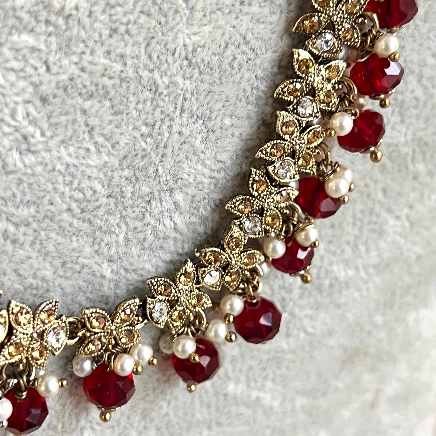 Bridal Maroon/Golden Long Mala/ Haar/ Long Necklace/ Unique Style/ Indian/ Pakistani/Fashion Jewellery/ Gift for Women