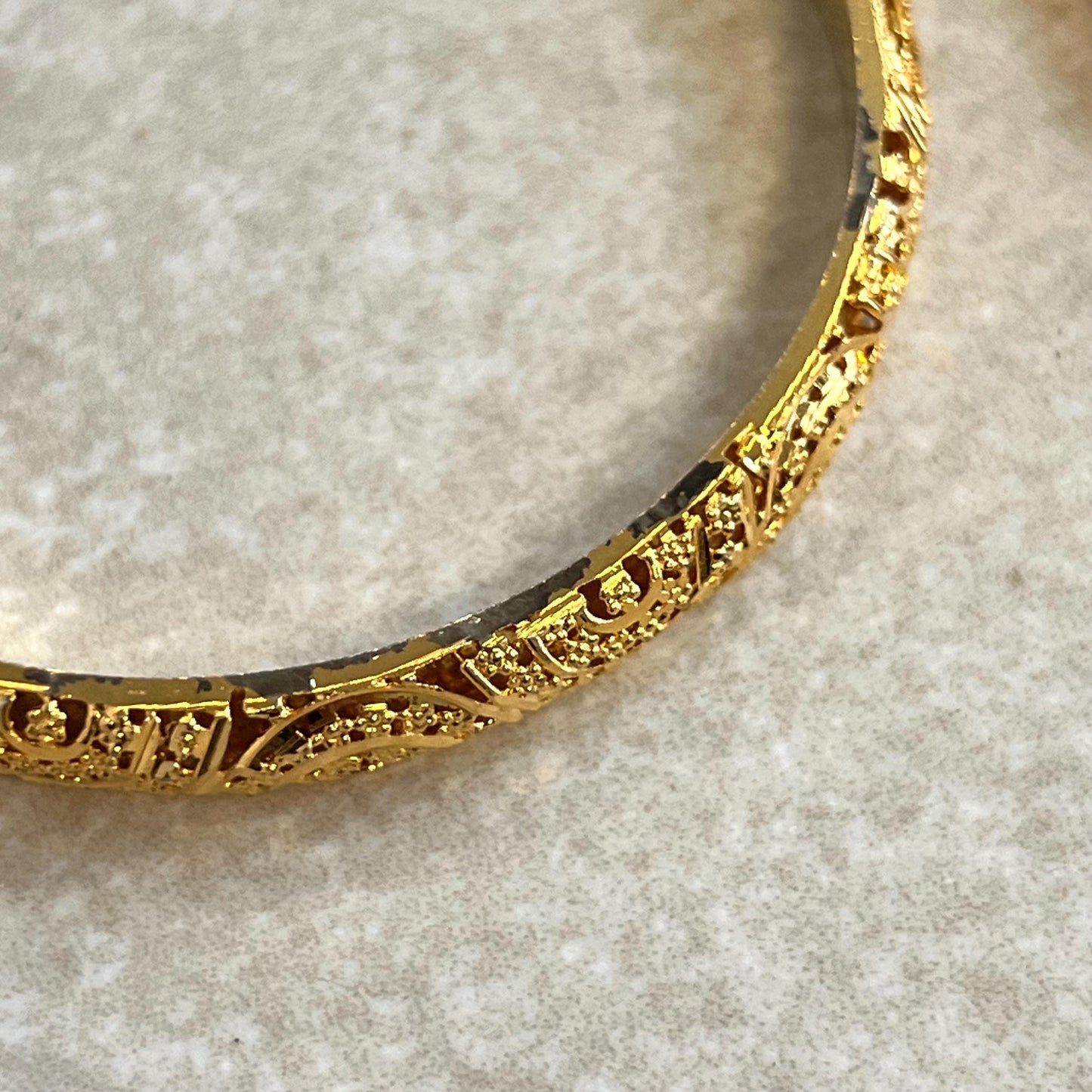 Unique Bangle with Design Bright Gold Indian Pakistani Traditonal Jewelley Fashion Bracelet. Choose size wedding Special Occasion Imperfect