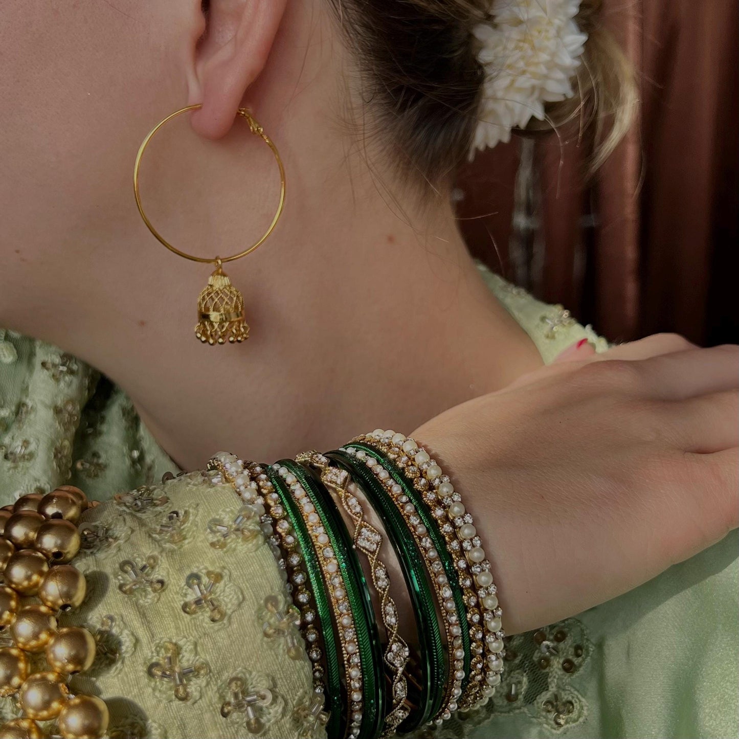 Bright Gold Jhumka Hoops Gold Hoop earrings Jhumkas Punjabi earrings Dainty Jhumkas Traditional Earrings Micro Hoops Micro Hoop Earrings