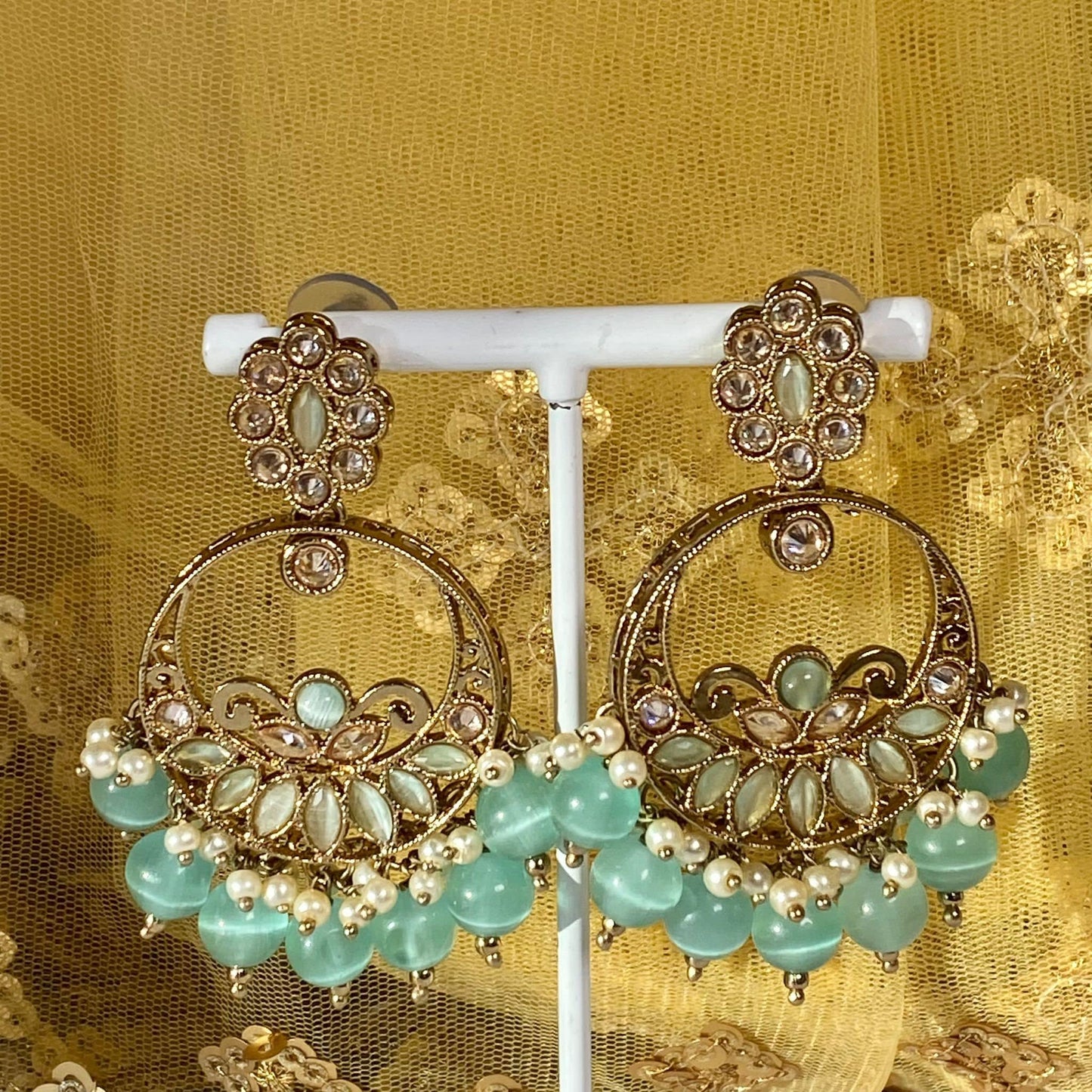 Crystal Indian Earrings Indian Style Earring/ Pakistani Fashion/ Fashion Jewellery/ Gift for Women