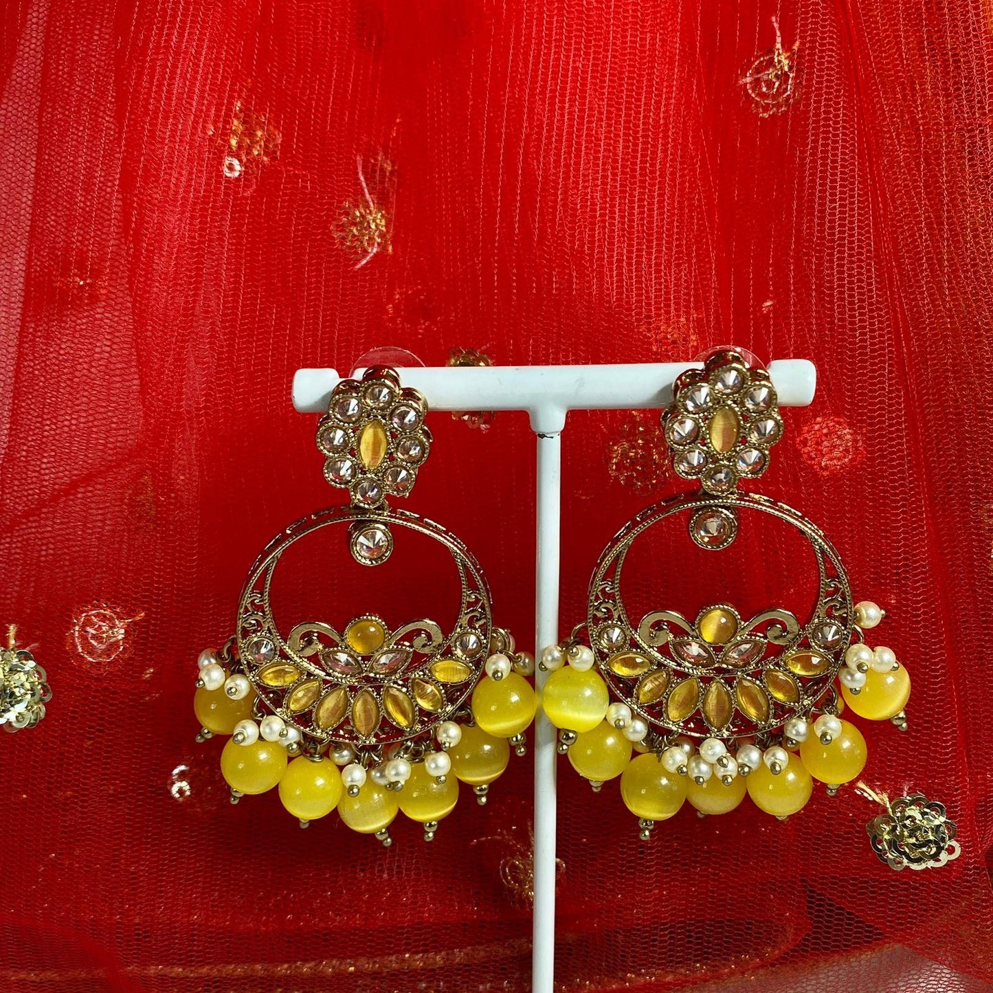 Crystal Indian Earrings Indian Style Earring/ Pakistani Fashion/ Fashion Jewellery/ Gift for Women