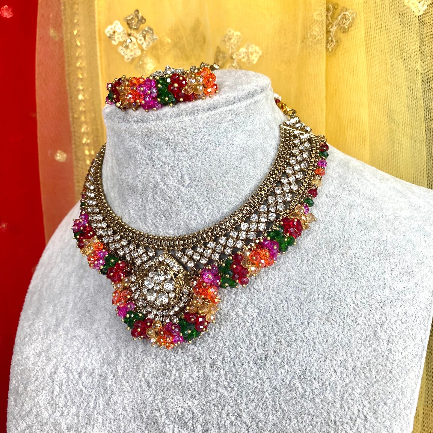 Pearl Necklace Set  - Multicolour Earring/ Tikka/ Tikli/ Indian/ Pakistani/Fashion Jewellery/ Gift for Women/Mendhi/Haldi