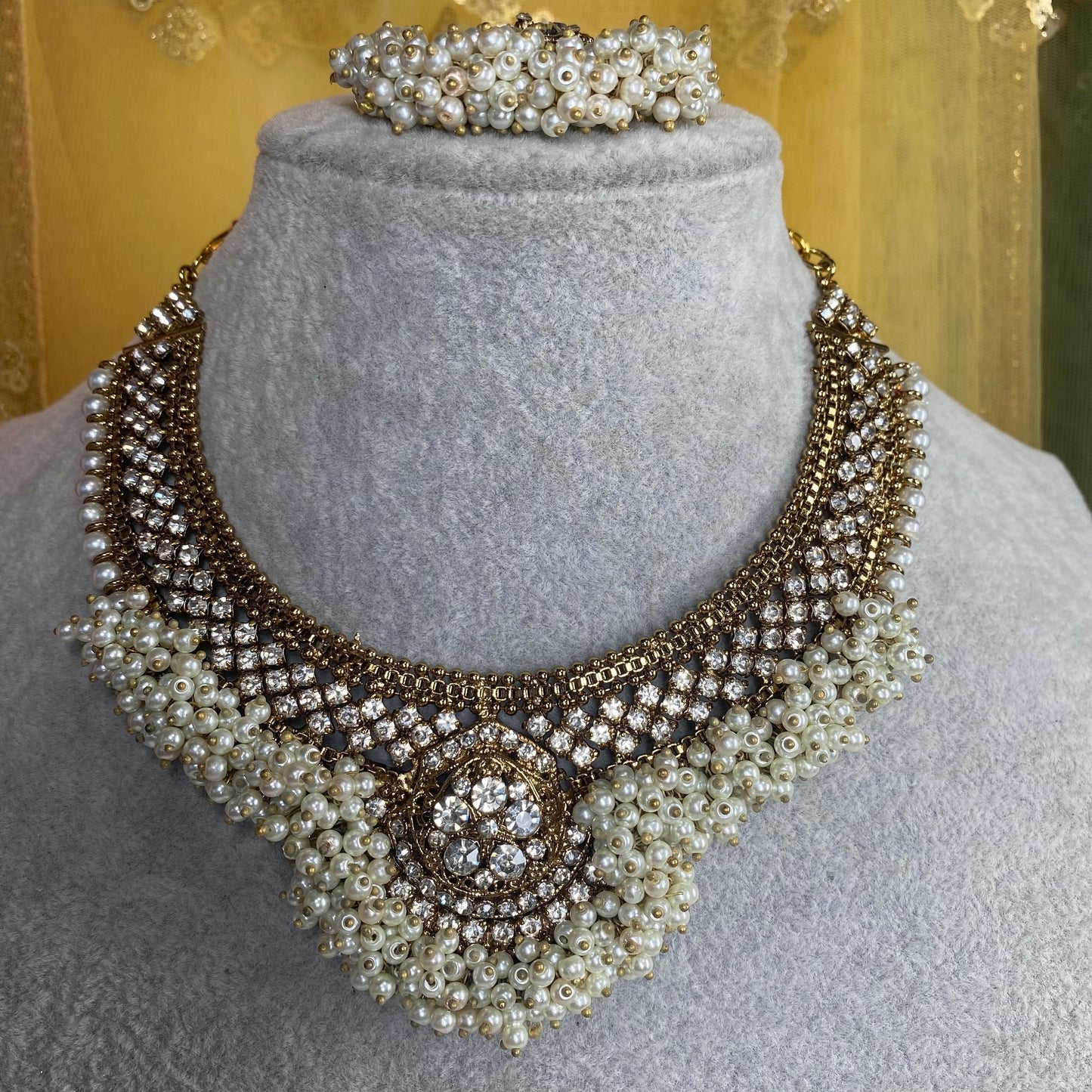 Pearl Necklace Set Earring/ Tikka/ Tikli/ Indian/ Pakistani/Fashion Jewellery/ Gift for Women