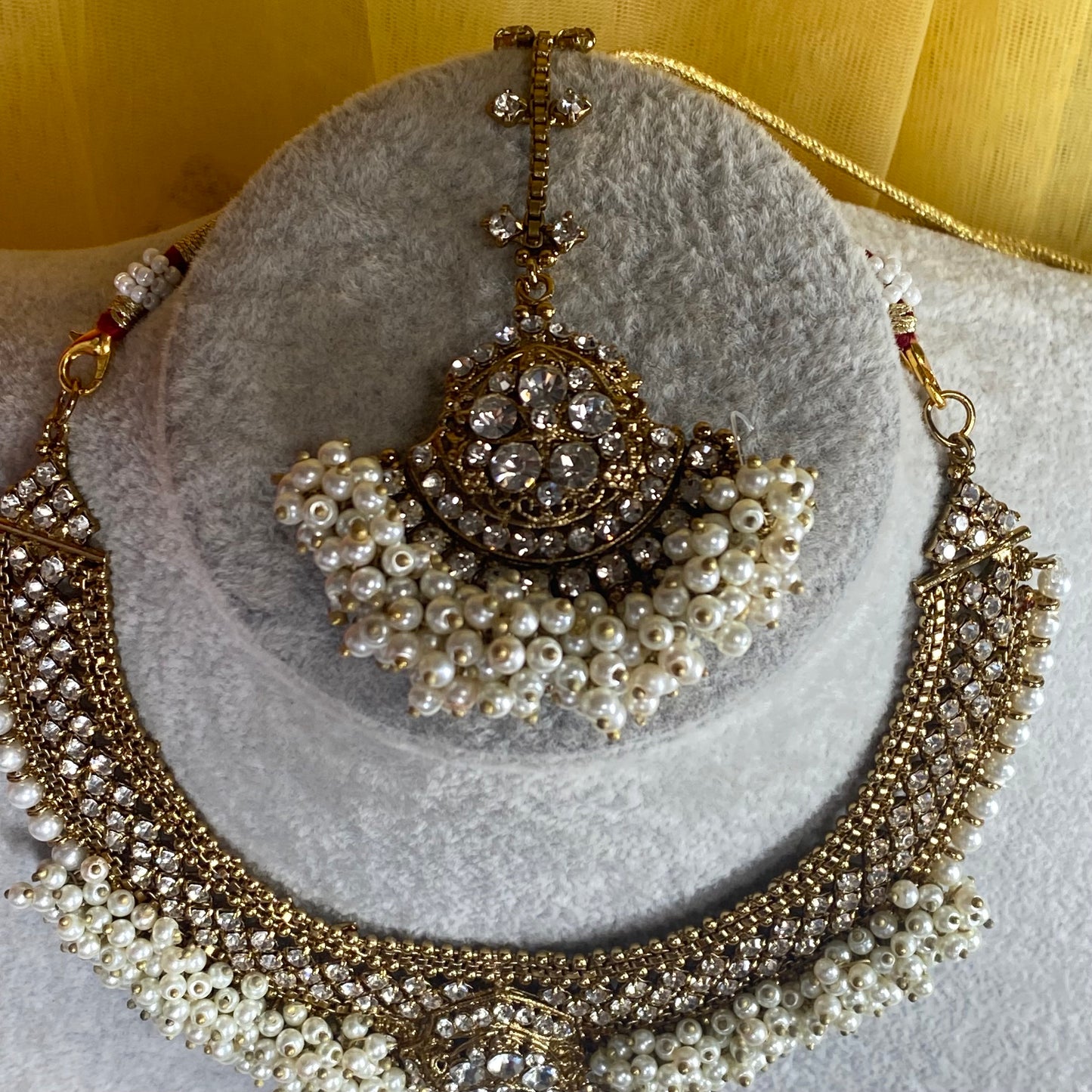 Pearl Necklace Set Earring/ Tikka/ Tikli/ Indian/ Pakistani/Fashion Jewellery/ Gift for Women