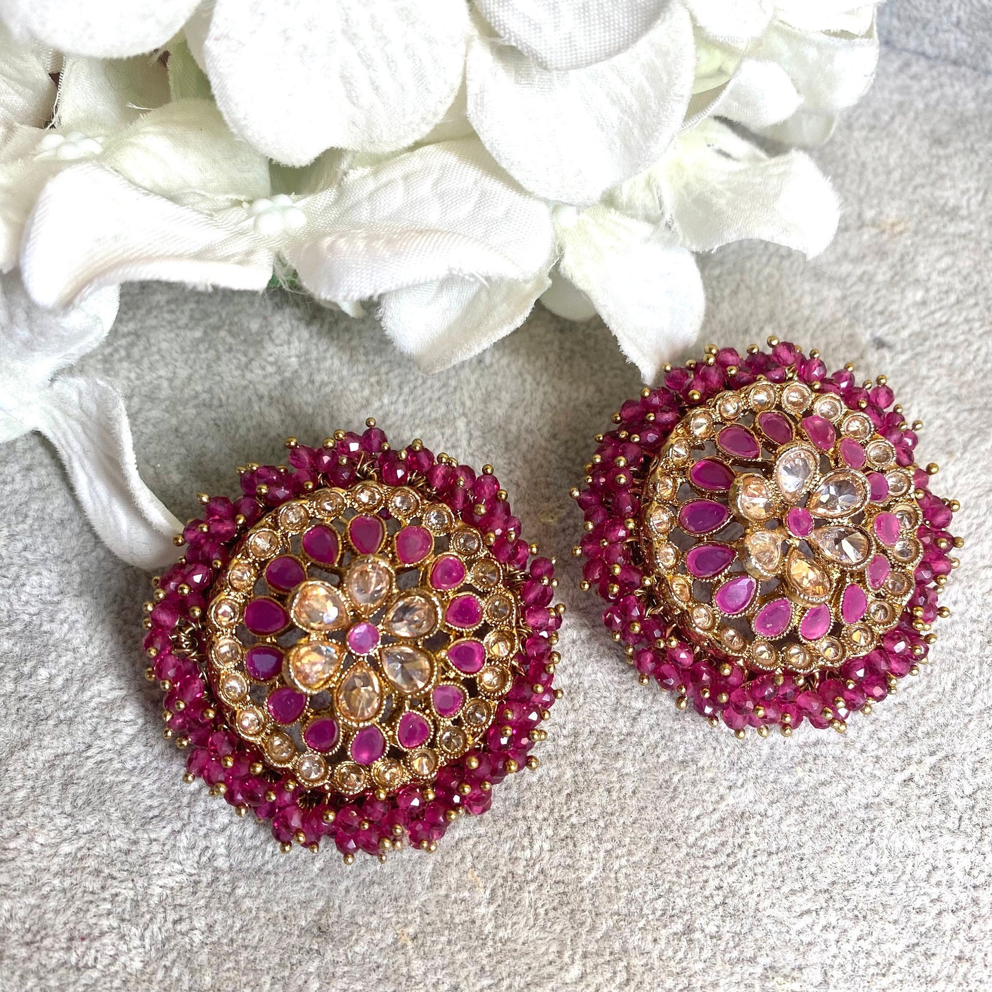 Crystal oversized Earrings tops/Earring studs/Fashion Jewellery/ Gift for Women/Indian/Pakistani style