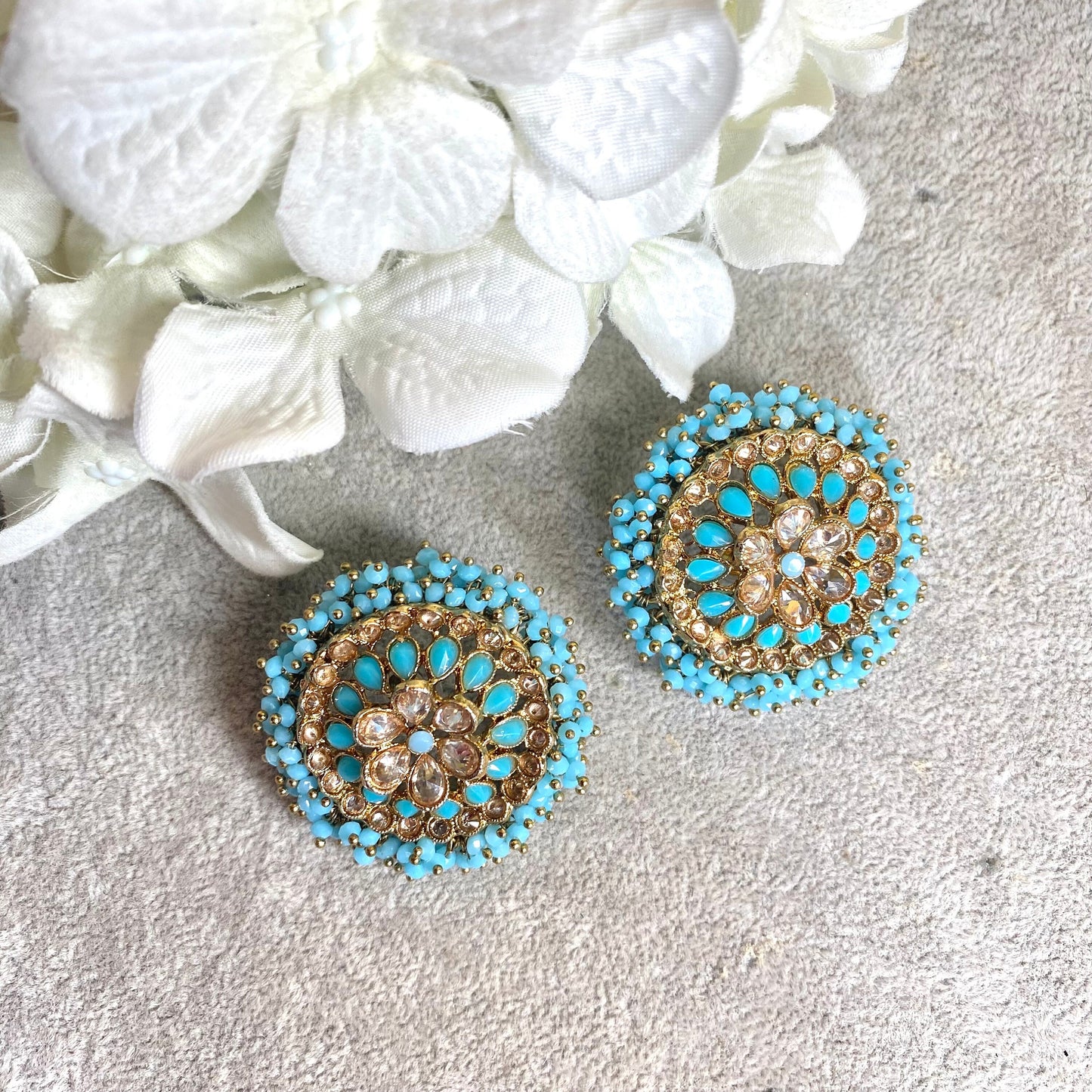 Crystal oversized Earrings tops/Earring studs/Fashion Jewellery/ Gift for Women/Indian/Pakistani style