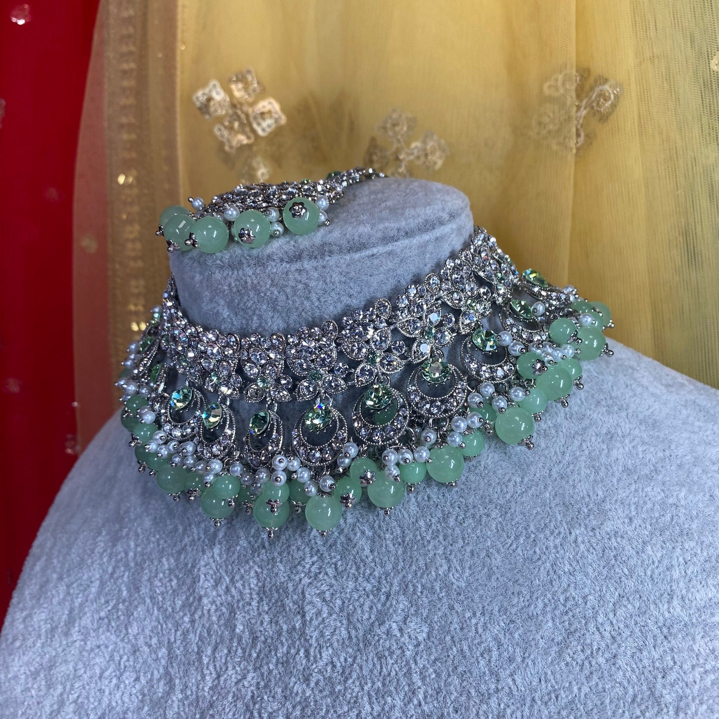 Silver and Mint choker