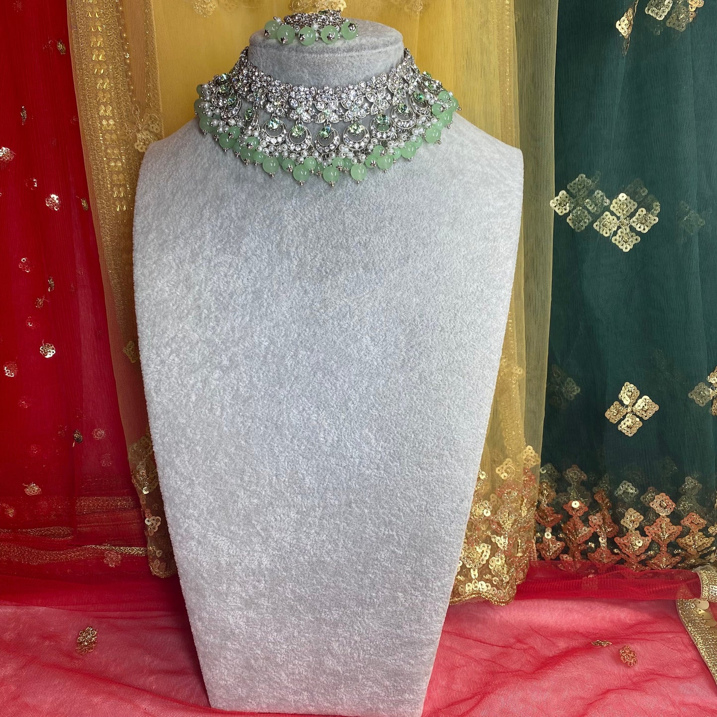 Silver and Mint choker