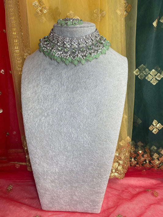 Silver and Mint choker