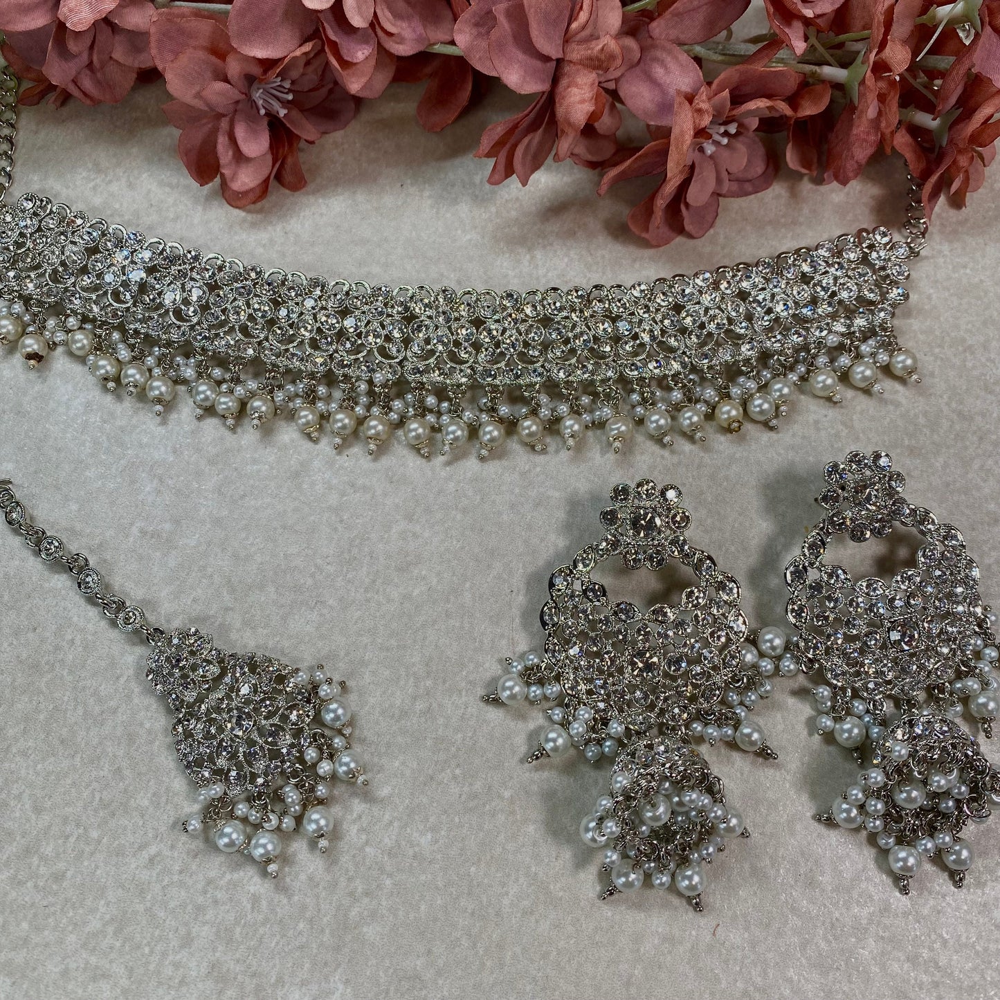 Stunning Silver Choker Set