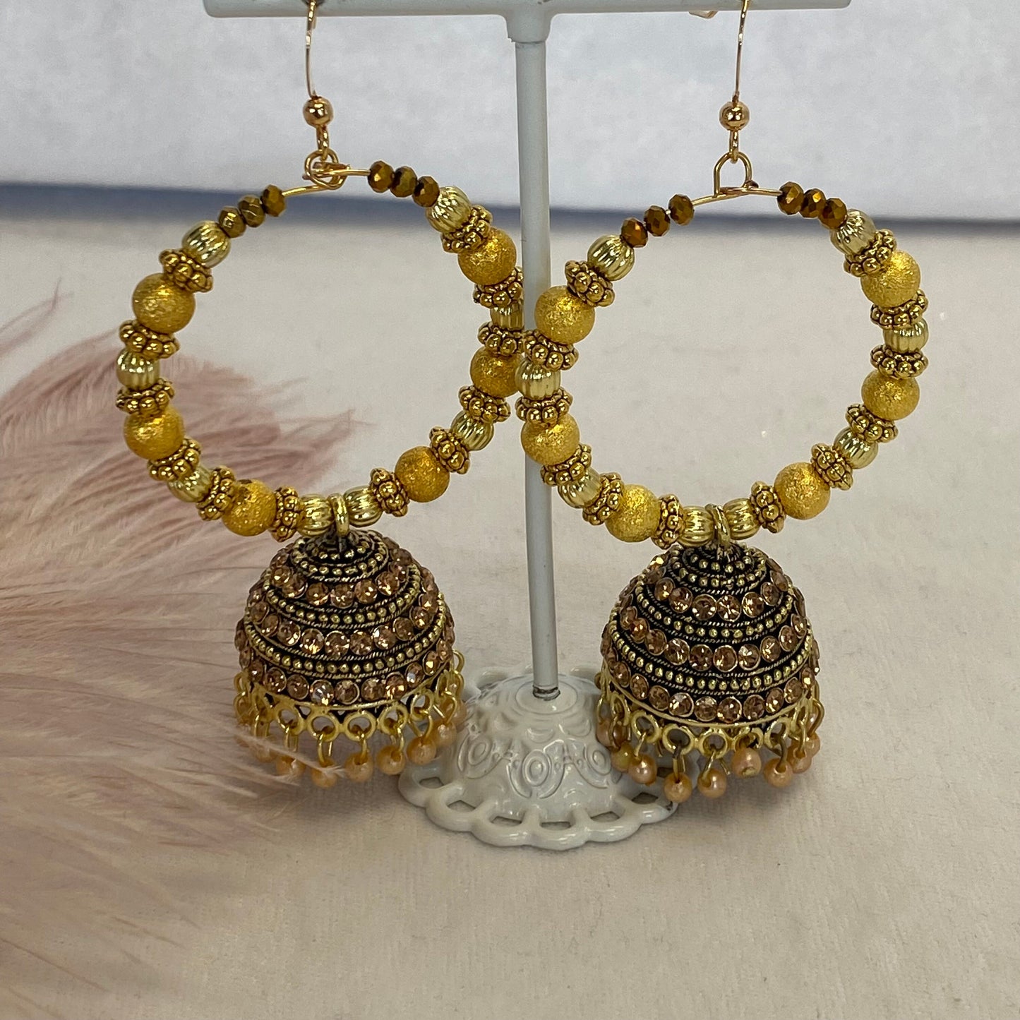 Golden Hoop Earrings Indian Style Earring/ Pakistani Fashion/ Fashion Jewellery/ Gift for Women