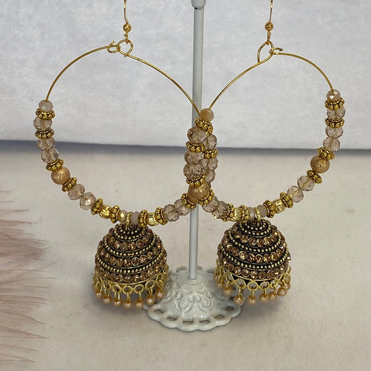 Large Clear/Golden Hoop Earrings/ Hoops/ Fashion Jewellery/ Gift for Women/Indian/Pakistani style