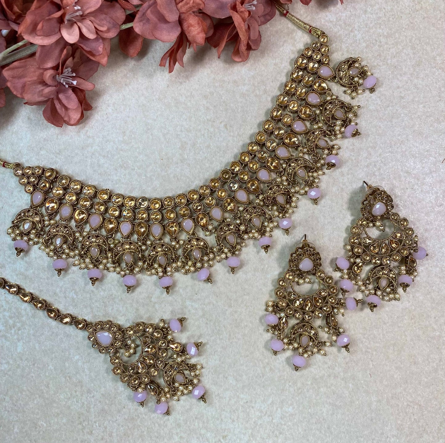 Golden and Pink Necklace set