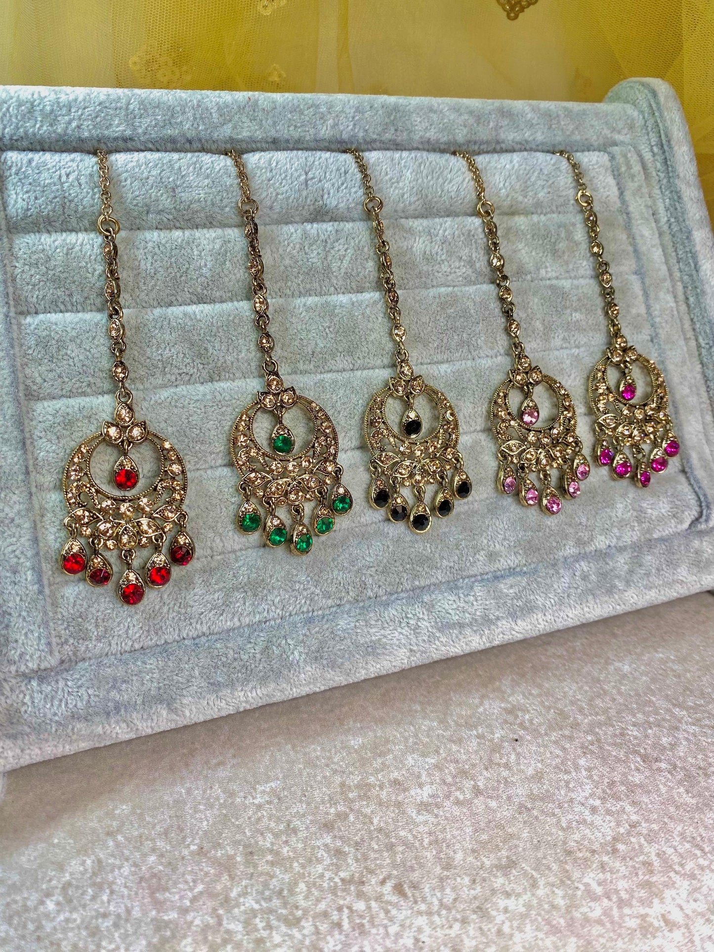 Black Crystal Tikka/ Tikli/ Indian/ Pakistani Fashion Jewellery/Maang Tikkas