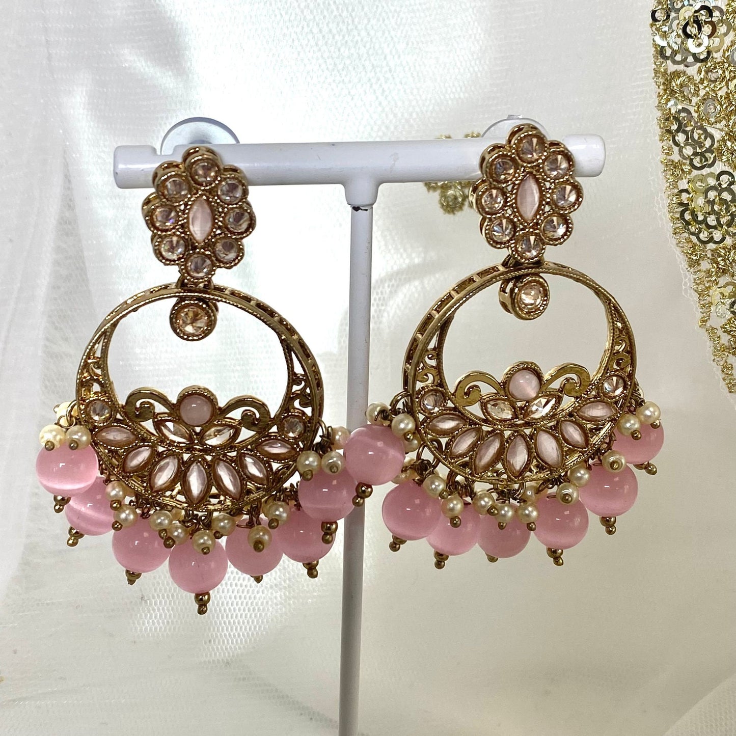 Crystal Indian Earrings Indian Style Earring/ Pakistani Fashion/ Fashion Jewellery/ Gift for Women