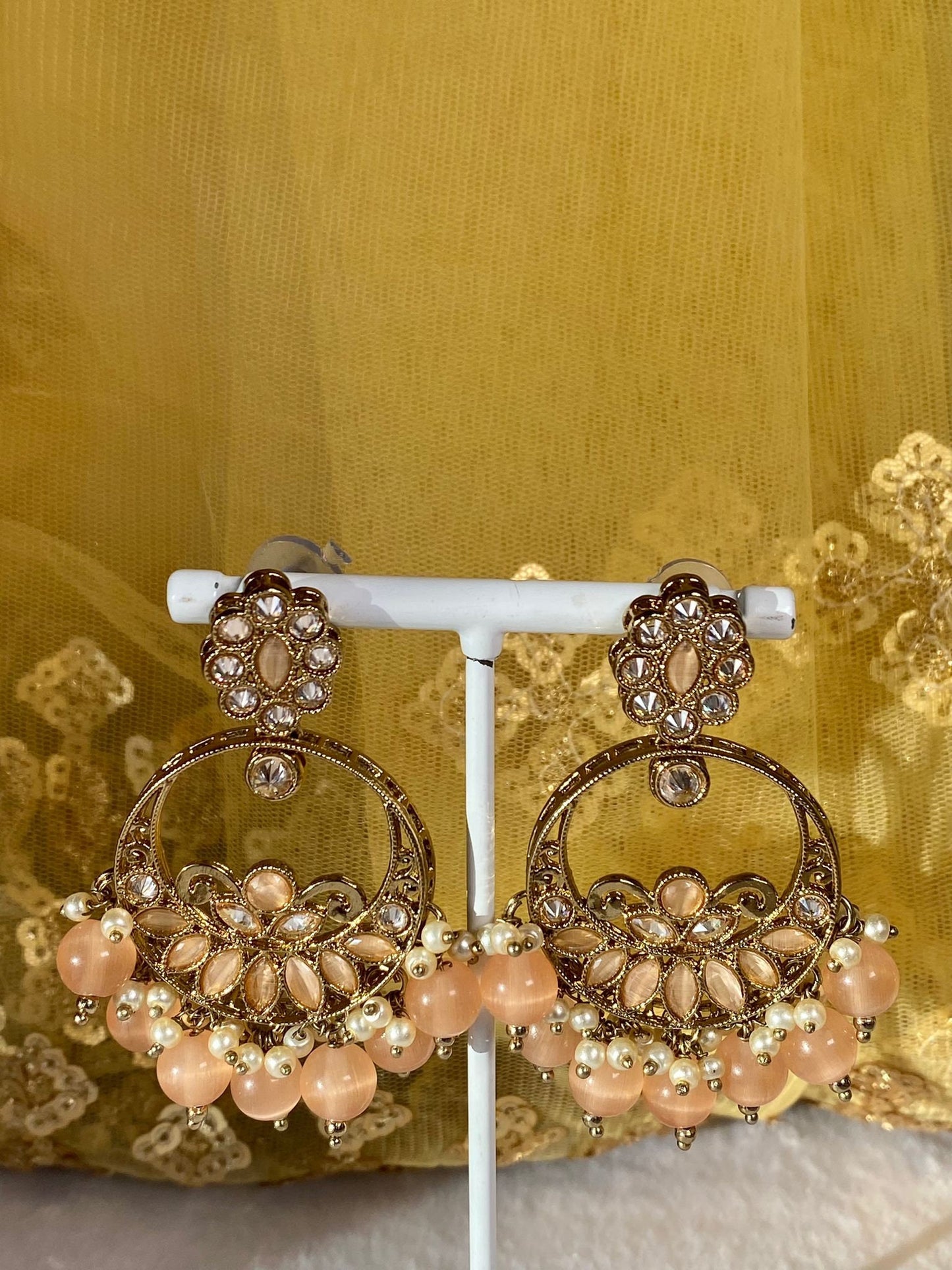 Crystal Indian Earrings Indian Style Earring/ Pakistani Fashion/ Fashion Jewellery/ Gift for Women