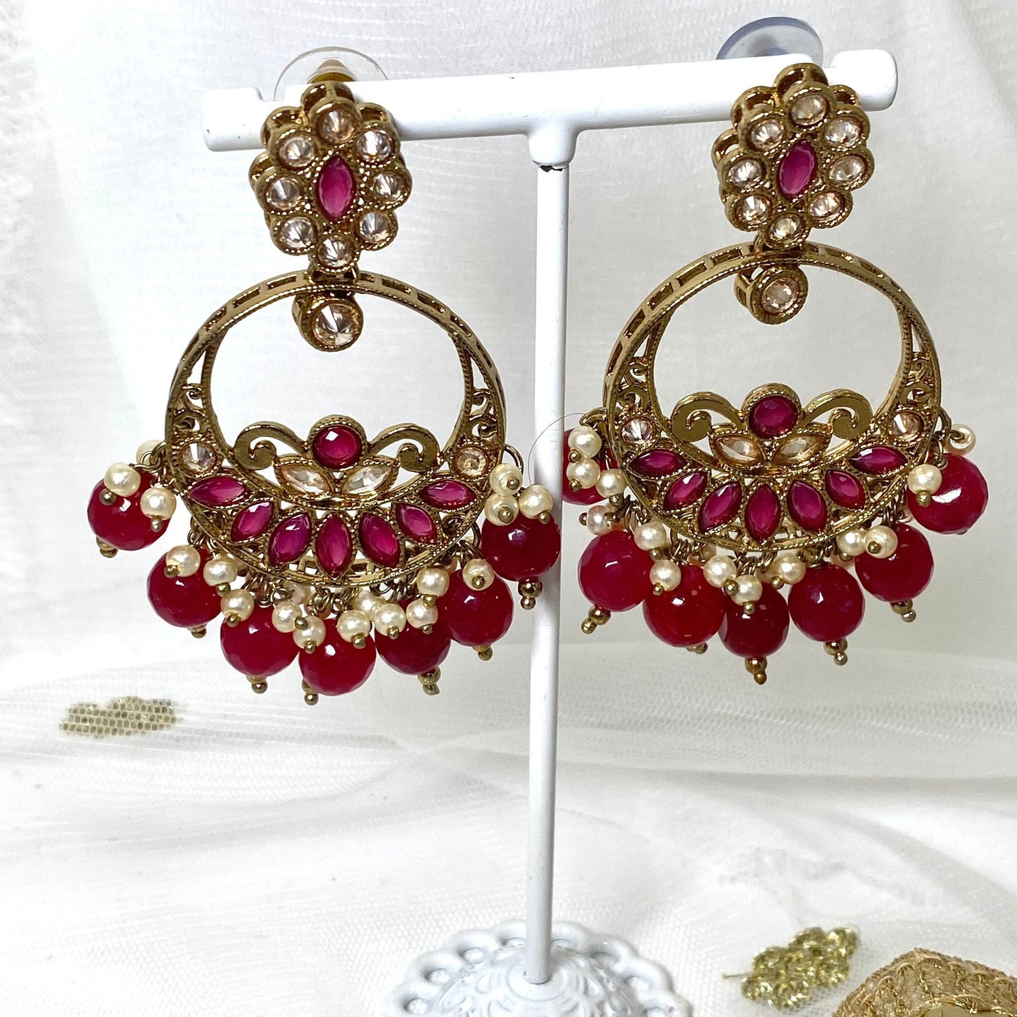 Crystal Indian Earrings Indian Style Earring/ Pakistani Fashion/ Fashion Jewellery/ Gift for Women