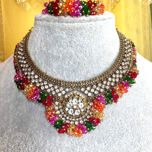 Pearl Necklace Set  - Multicolour Earring/ Tikka/ Tikli/ Indian/ Pakistani/Fashion Jewellery/ Gift for Women/Mendhi/Haldi
