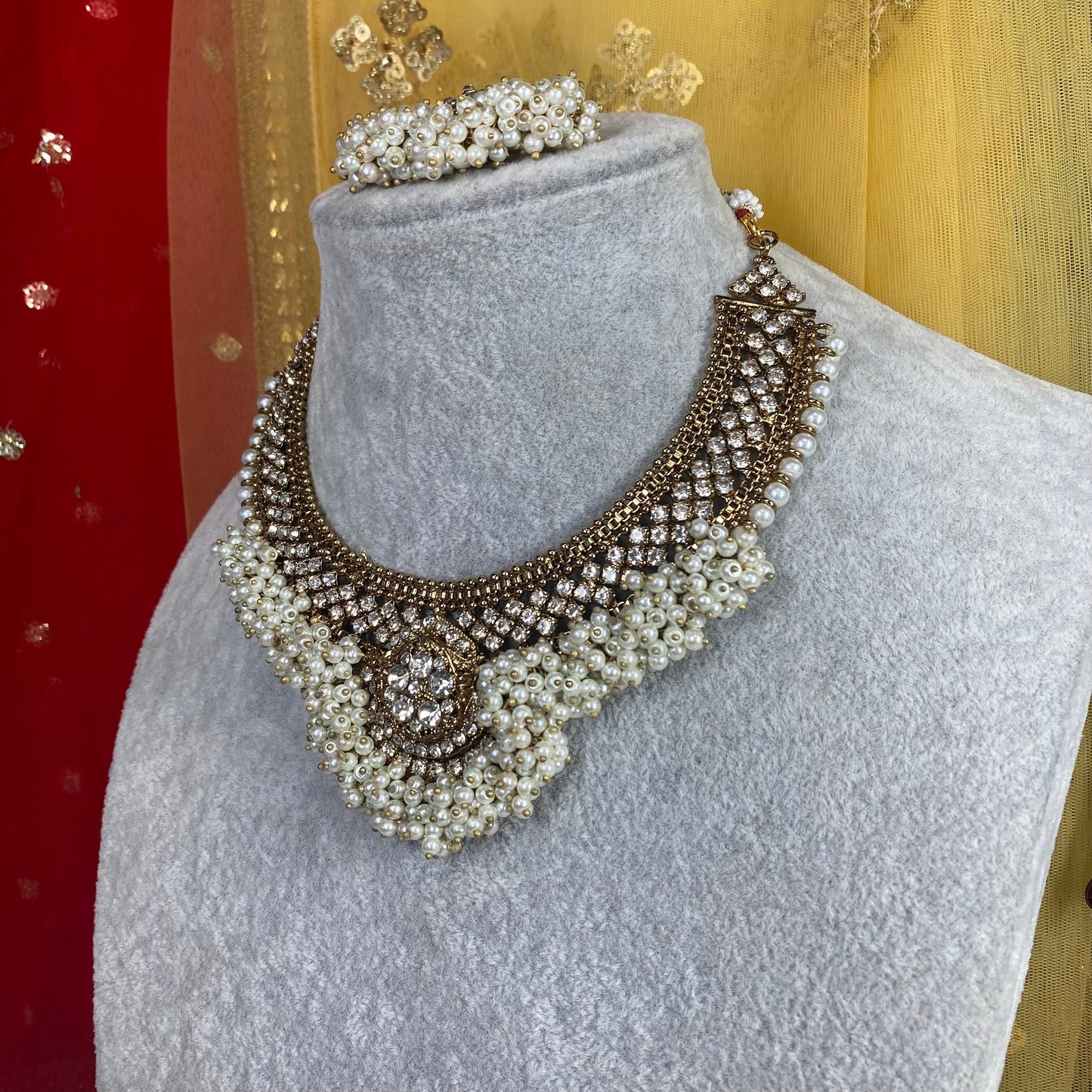 Pearl Necklace Set Earring/ Tikka/ Tikli/ Indian/ Pakistani/Fashion Jewellery/ Gift for Women