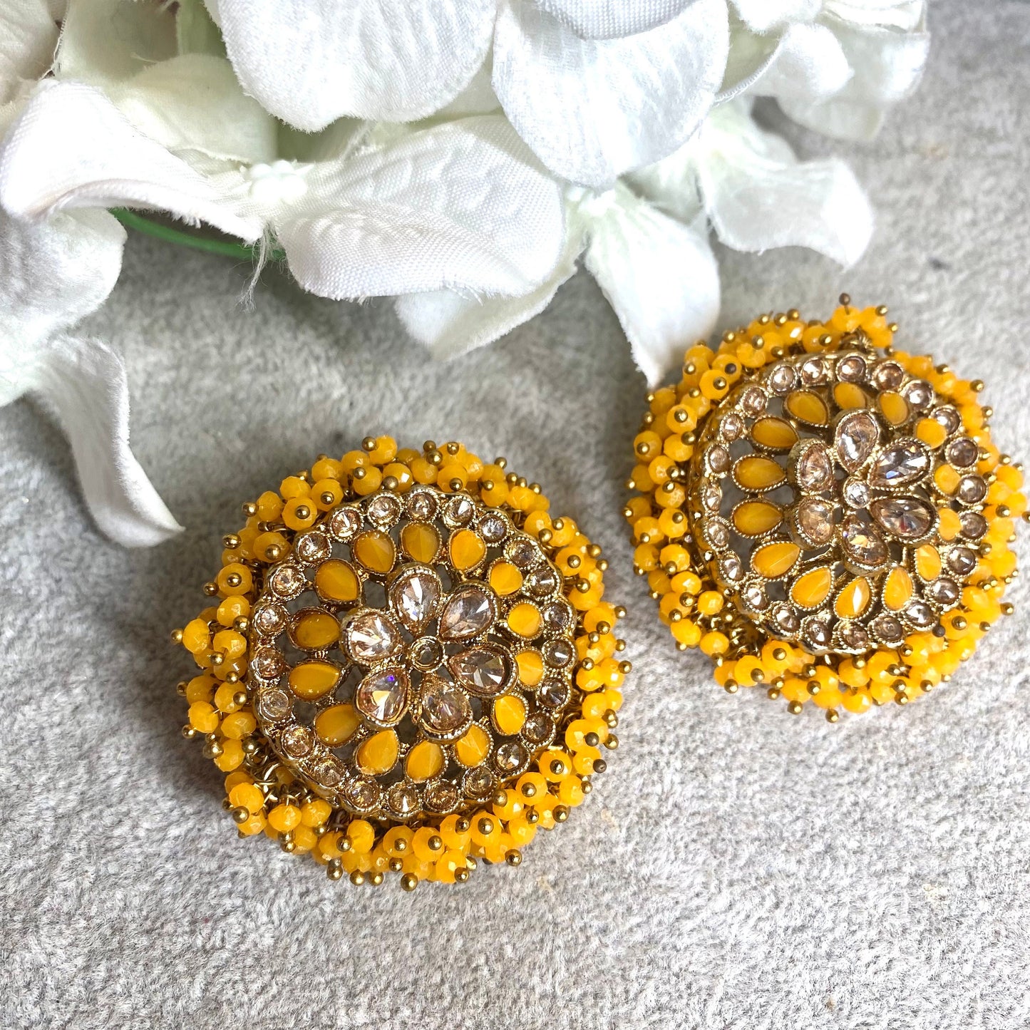 Crystal oversized Earrings tops/Earring studs/Fashion Jewellery/ Gift for Women/Indian/Pakistani style