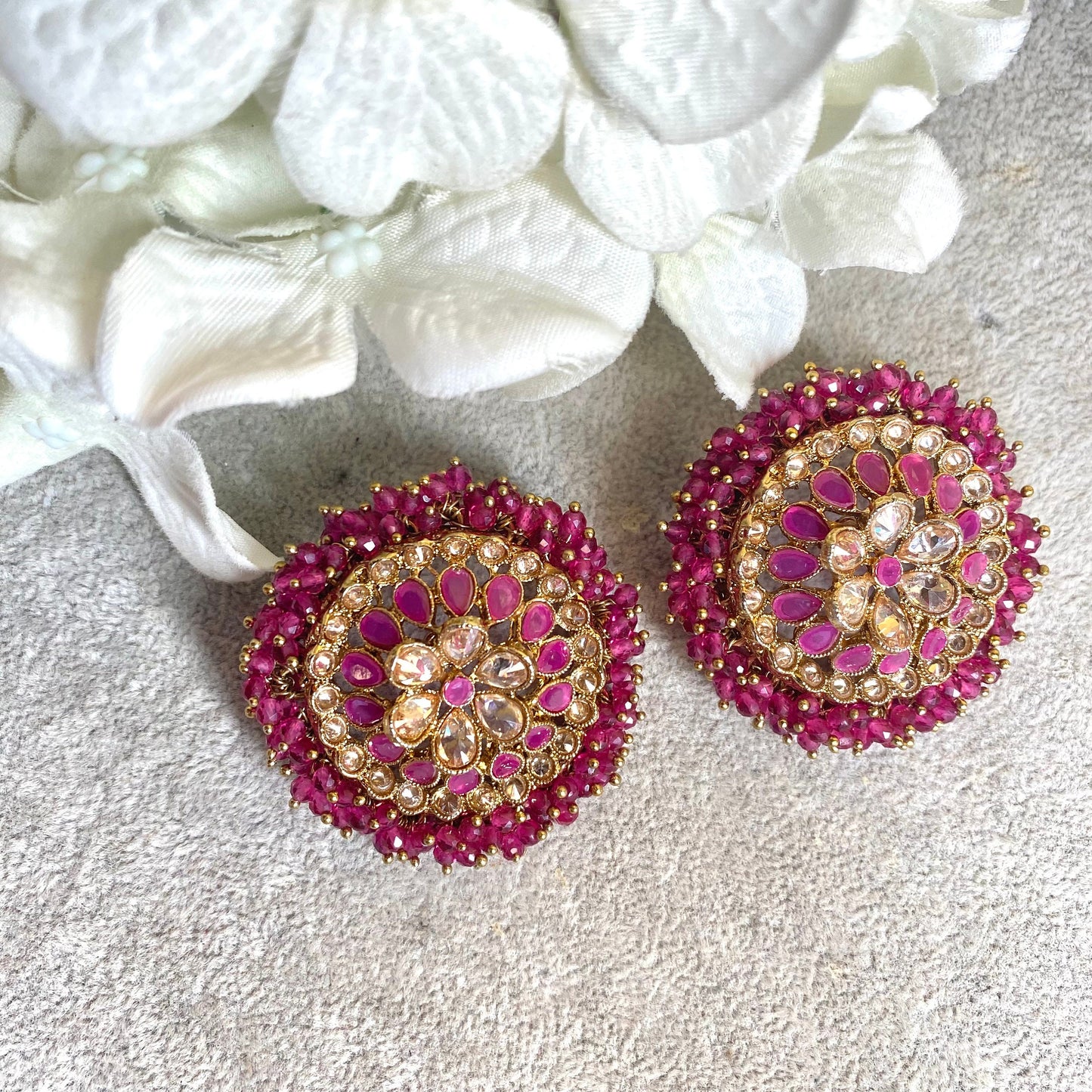 Crystal oversized Earrings tops/Earring studs/Fashion Jewellery/ Gift for Women/Indian/Pakistani style