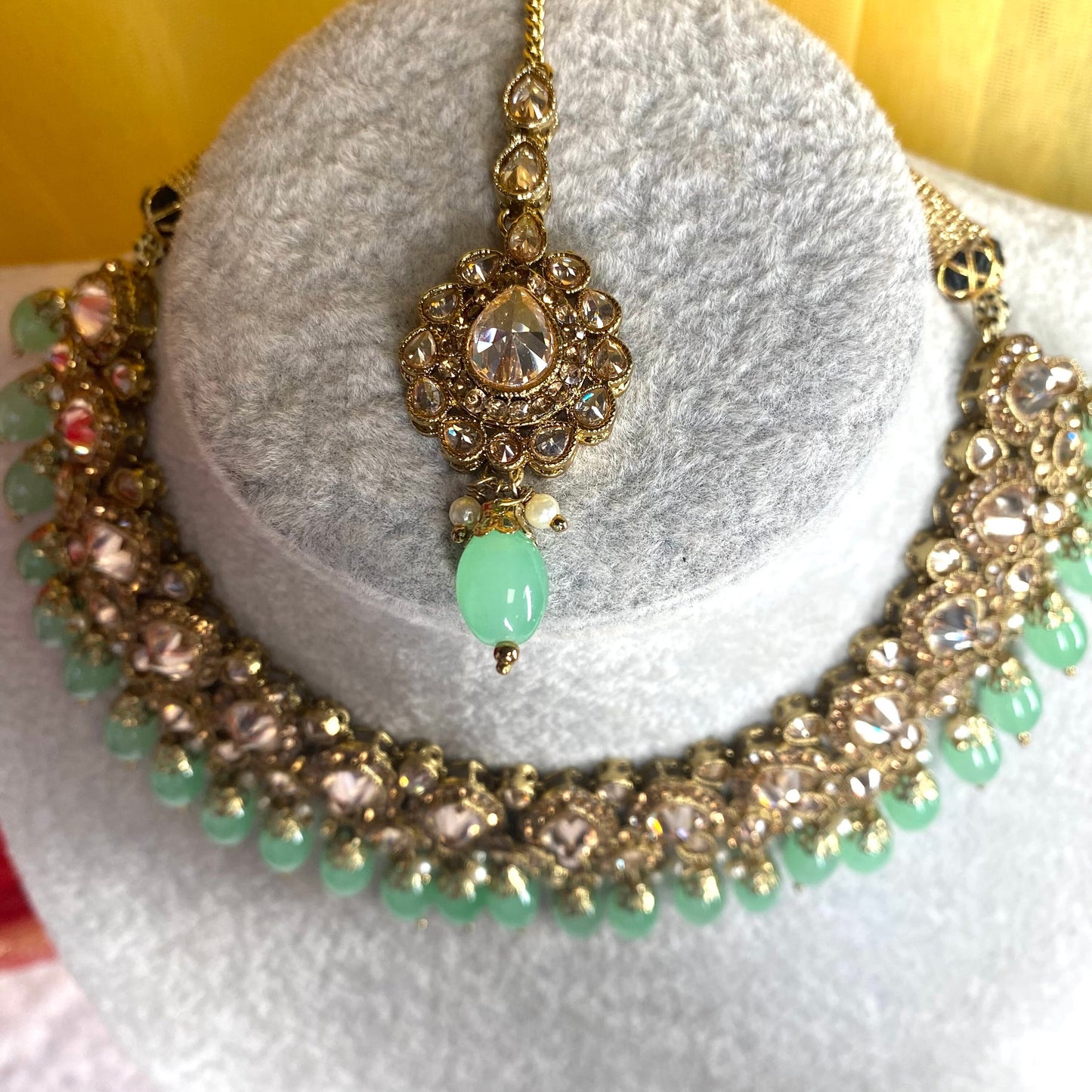 Mint and Golden Necklace set