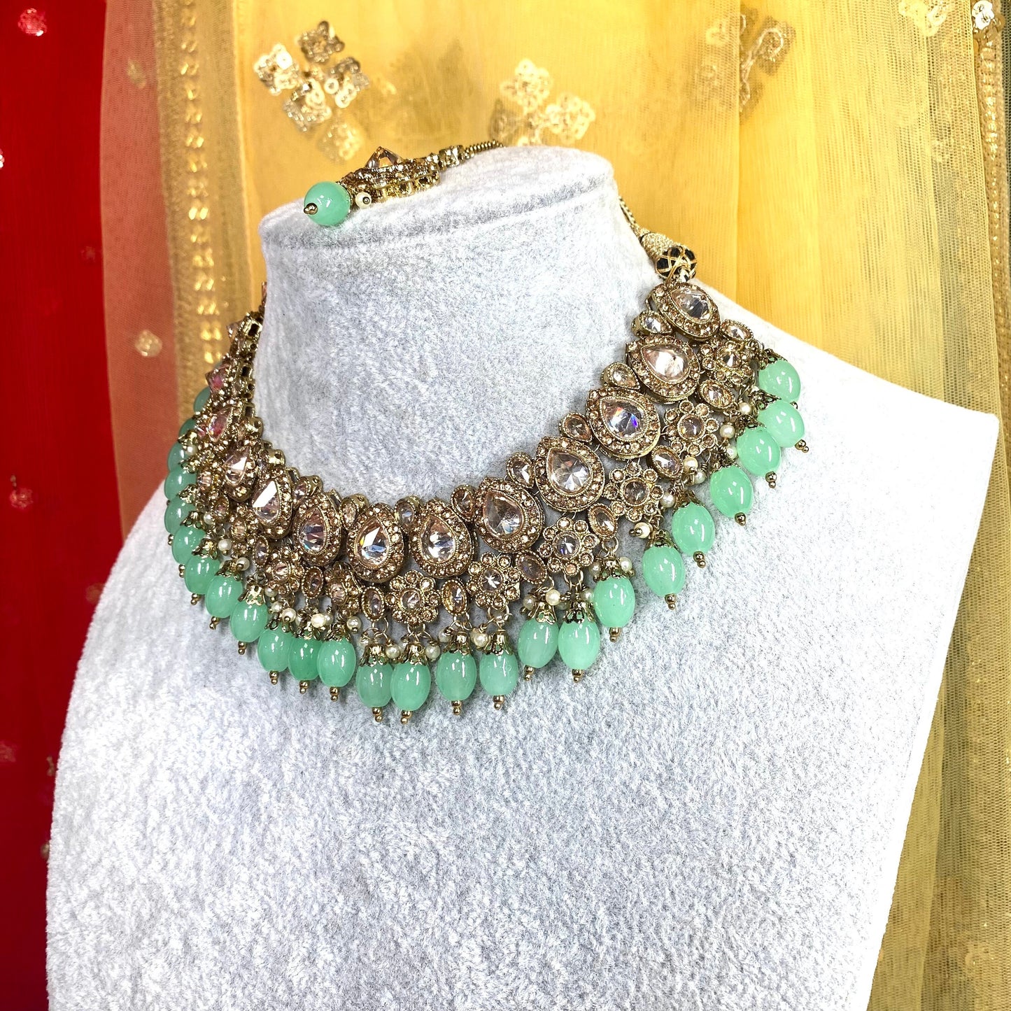 Mint and Golden Necklace set