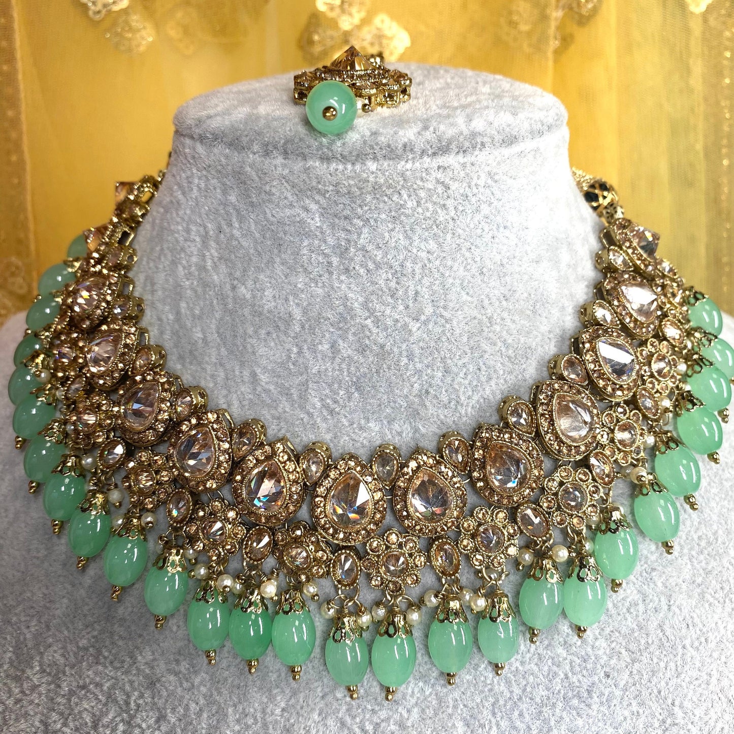 Mint and Golden Necklace set