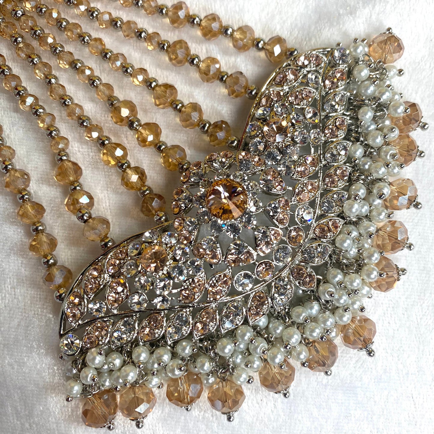 Silver & Peach Jhumar/ Passa/ Indian/ Pakistani Style/Headpieces