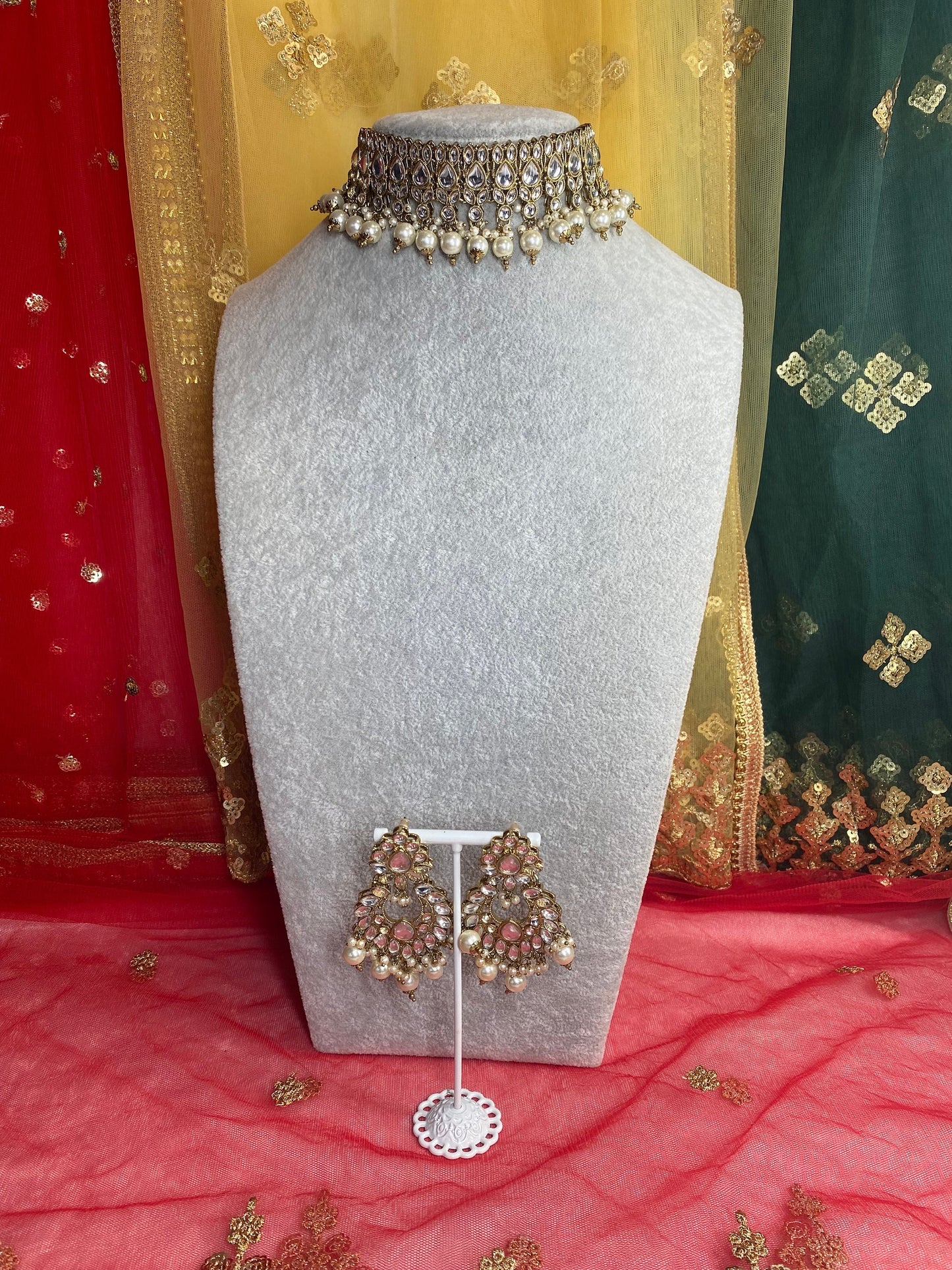 Faux Kundan Choker set/ Unique Style/ Indian/ Pakistani/Fashion Jewellery/ Gift for Women