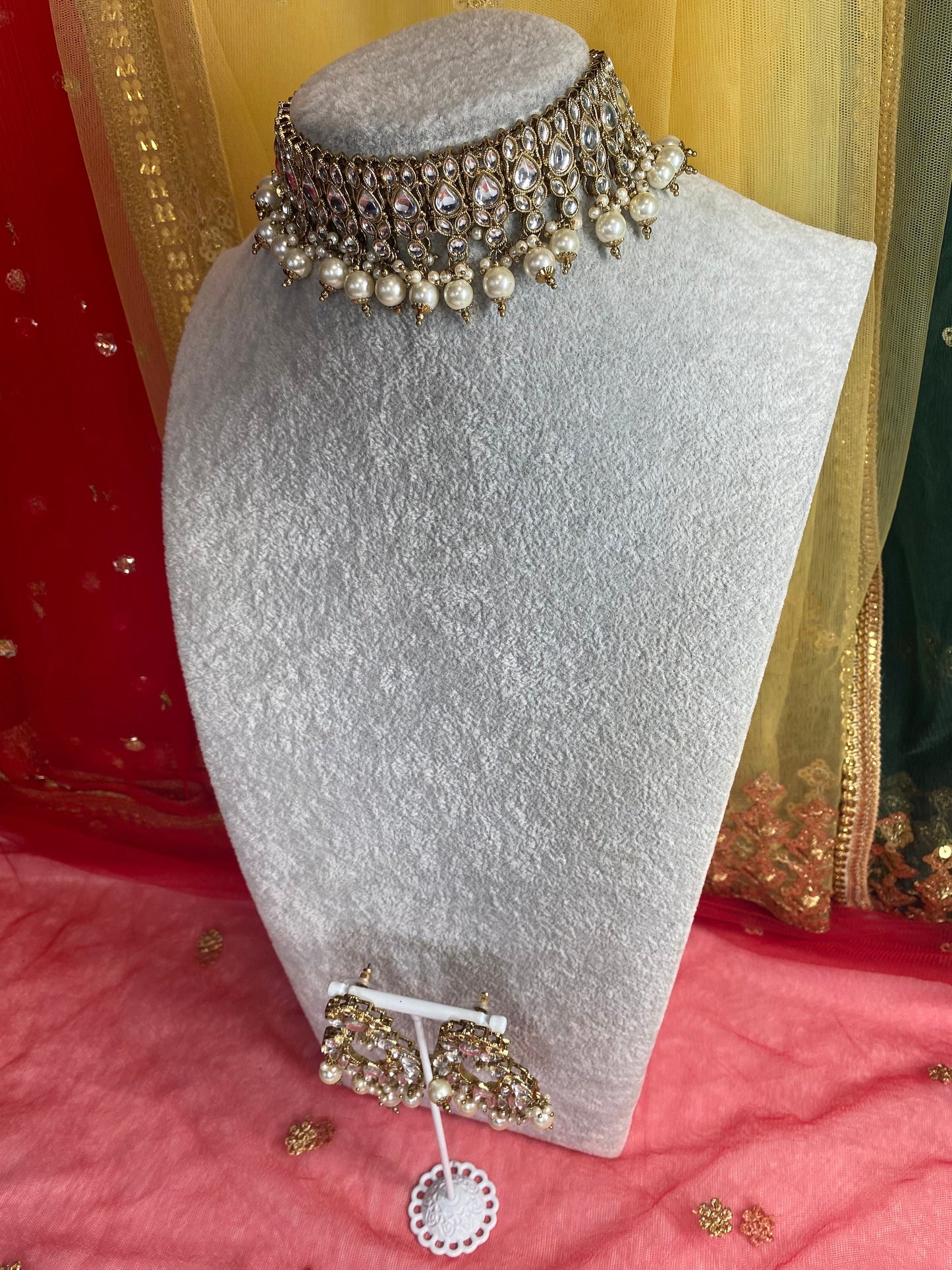Faux Kundan Choker set/ Unique Style/ Indian/ Pakistani/Fashion Jewellery/ Gift for Women