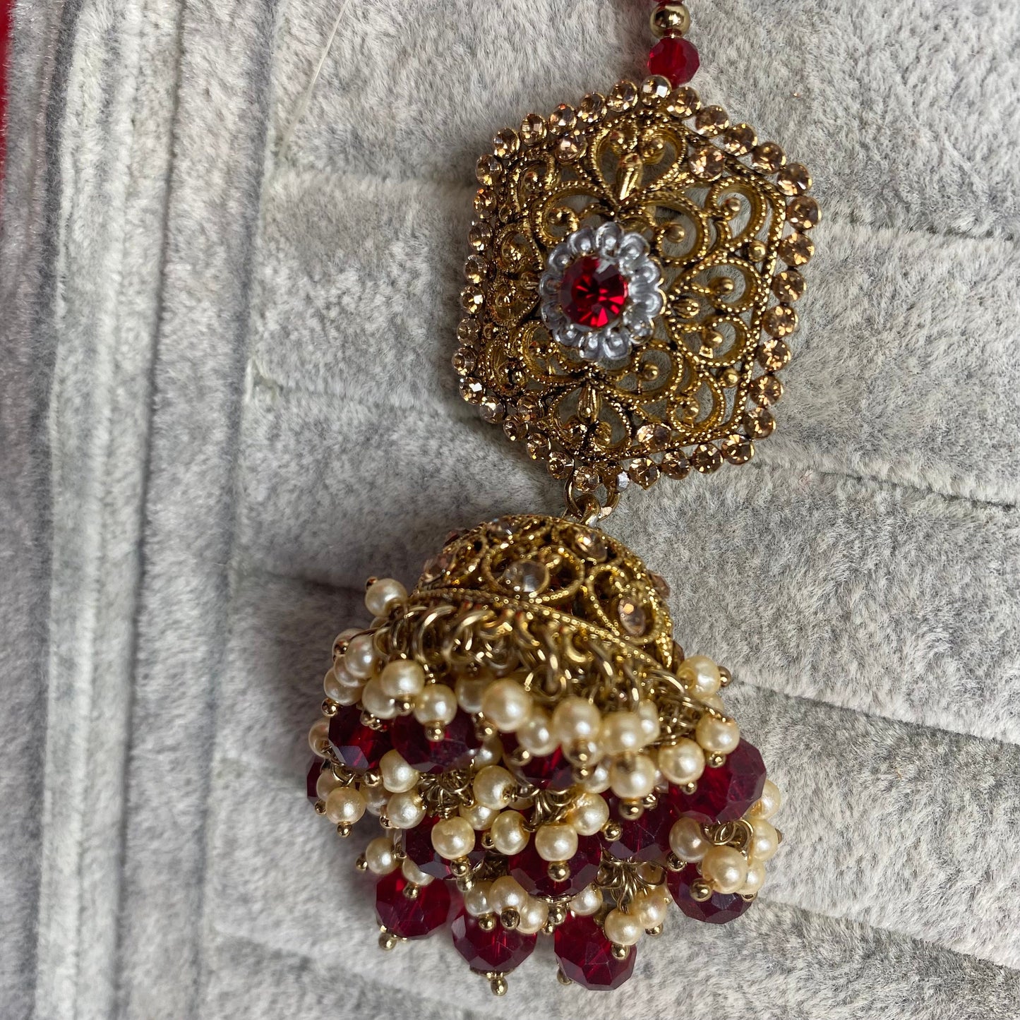 Maroon & Antique Gold Choker Set