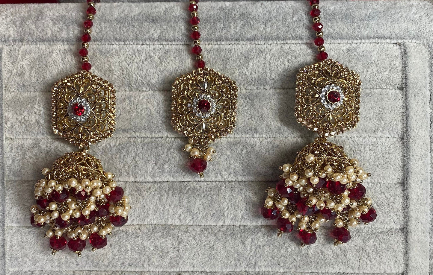 Maroon & Antique Gold Choker Set