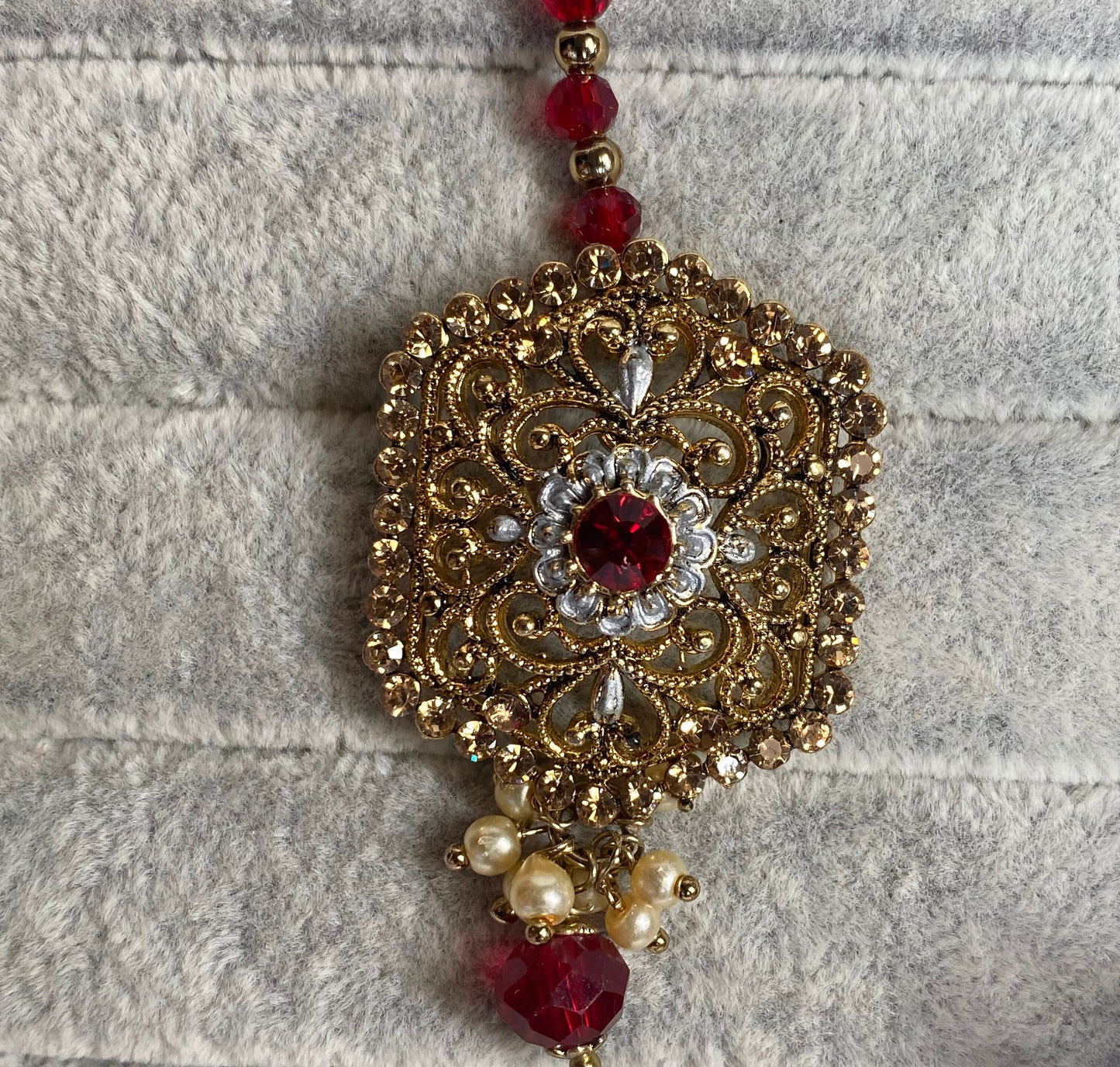 Maroon & Antique Gold Choker Set