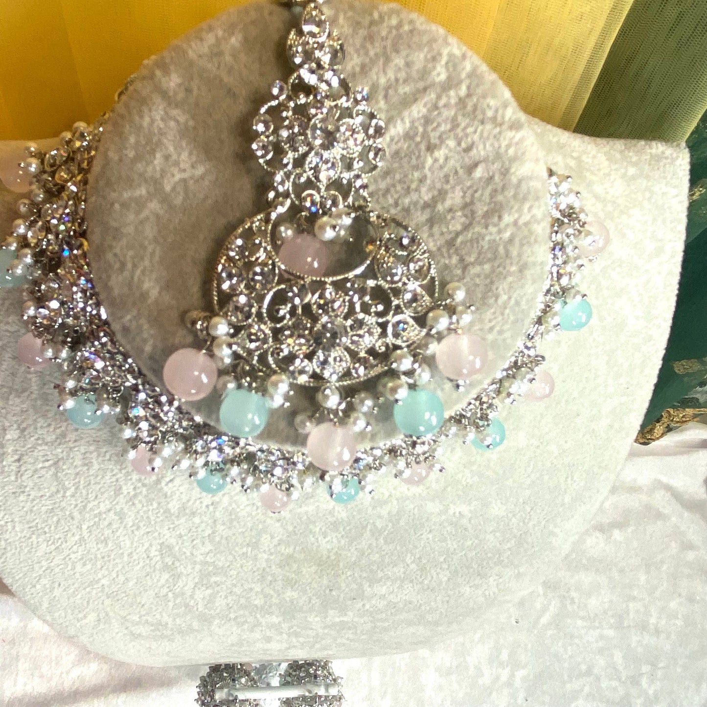 Silver choker set - pastels