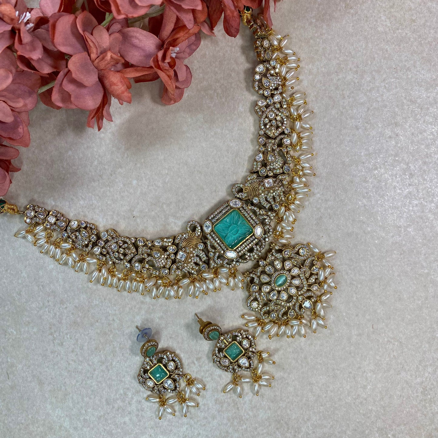 Golden and Blue Necklace set