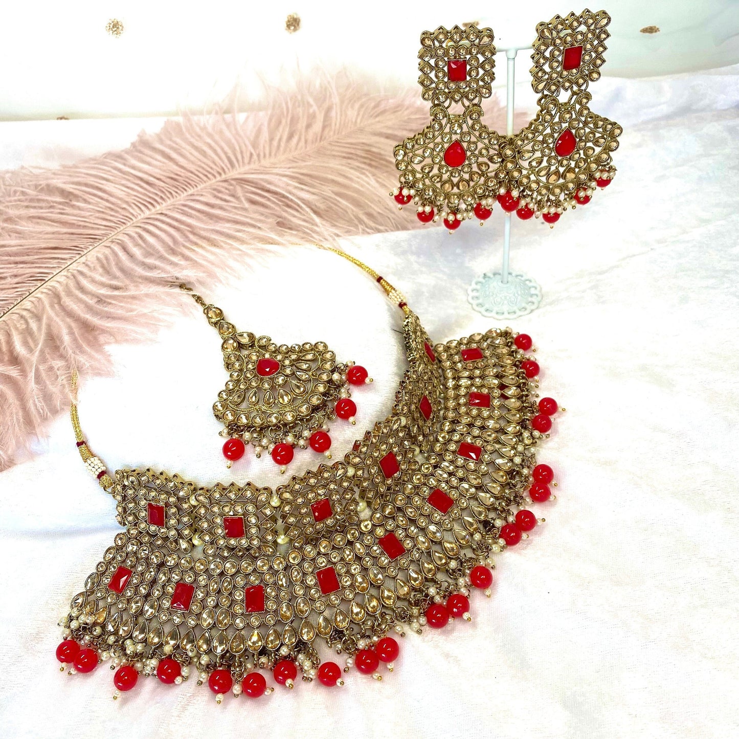 Chunky Bridal Champagne Choker Set Indian/ Pakistani Style/ Wedding/ Fashion Jewellery/ Necklace set