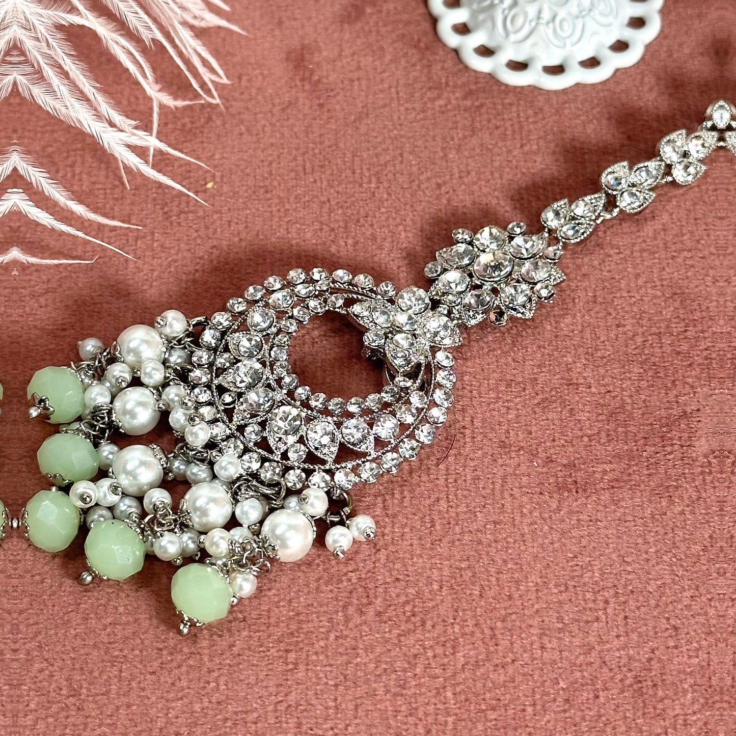 Silver Jhumka Earring and Tikka Set/ Jhumki Earring Indian/ Pakistani Style