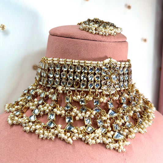 Faux Kundan Necklace and Tikka/ Unique Style/ Indian/ Pakistani/Fashion Jewellery/ Gift for Women