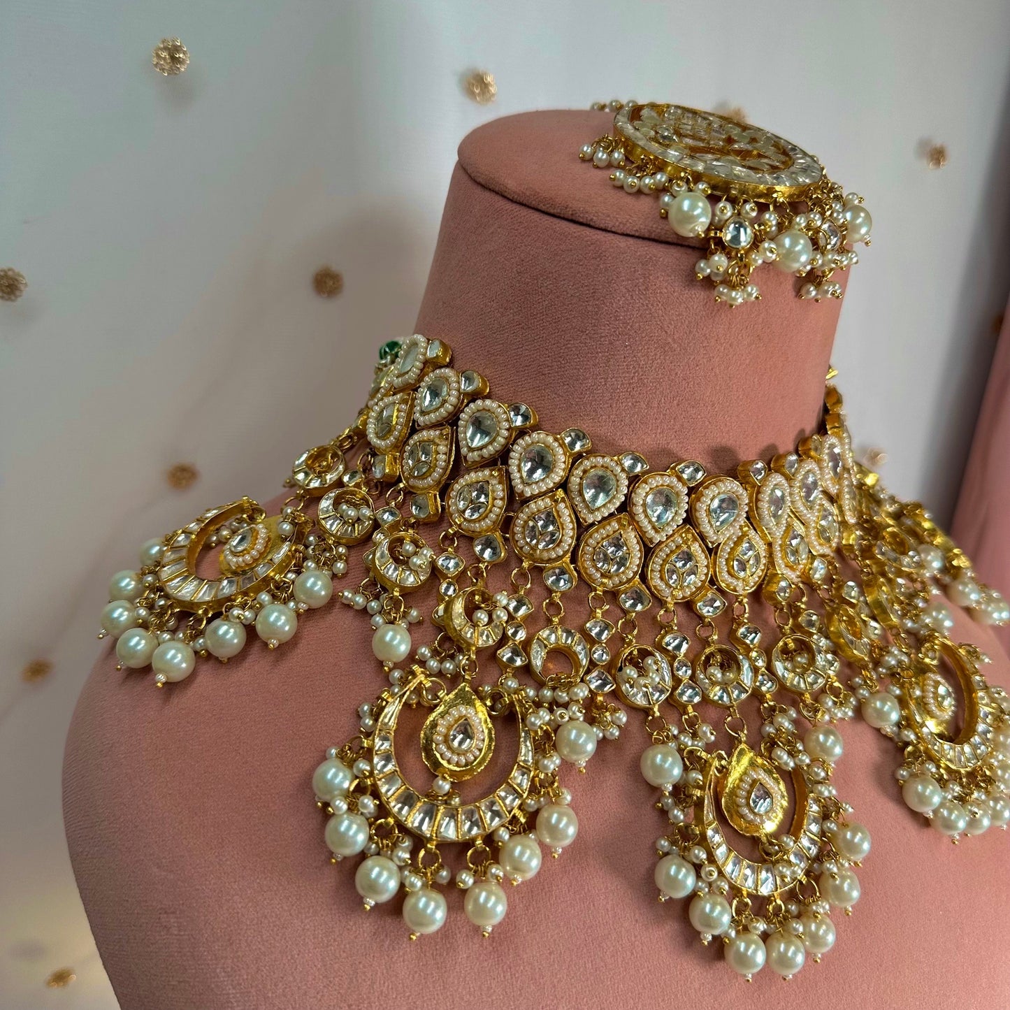 Faux Kundan Necklace and Tikka/ Unique Style/ Indian/ Pakistani/Fashion Jewellery/ Gift for Women