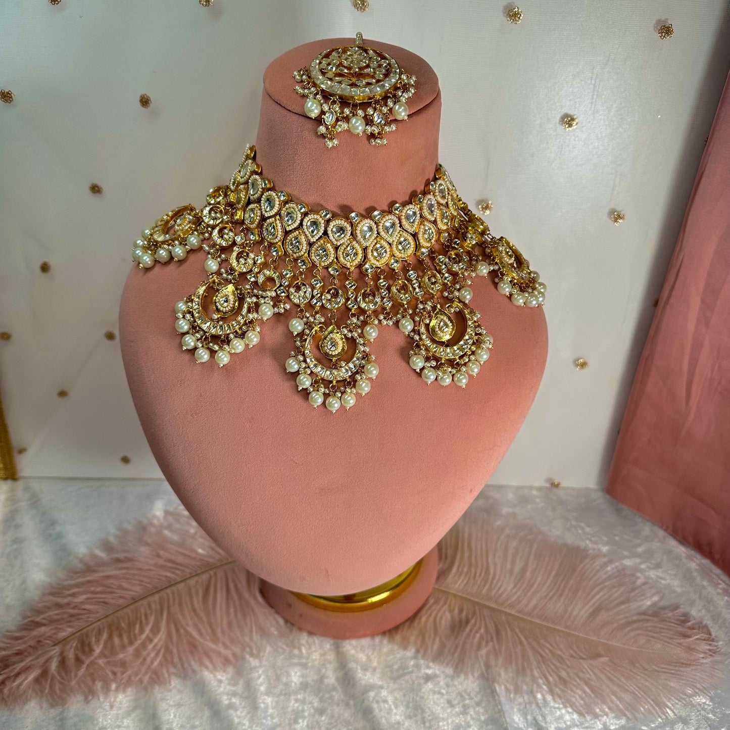 Faux Kundan Necklace and Tikka/ Unique Style/ Indian/ Pakistani/Fashion Jewellery/ Gift for Women