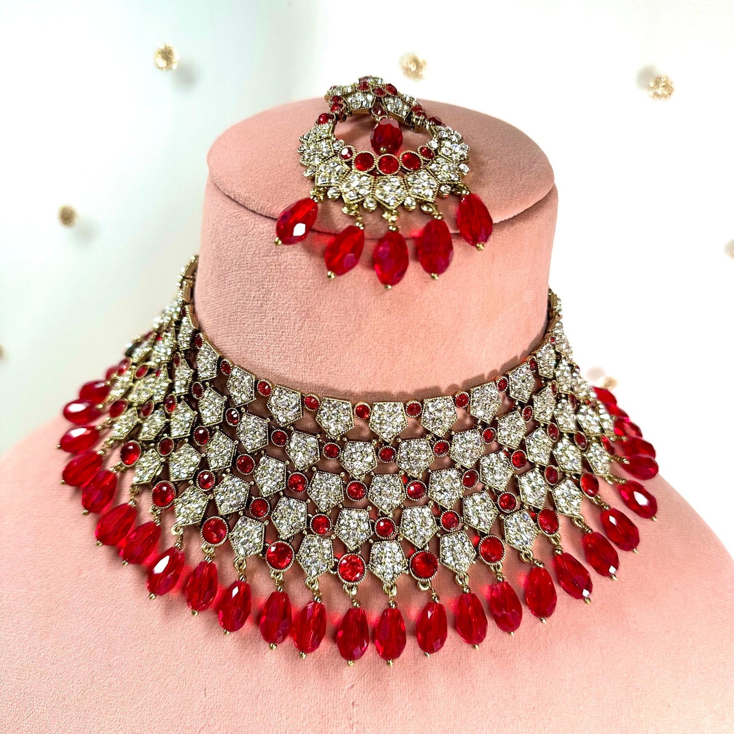 Bridal Necklace Set Indian/ Pakistani Style/ Wedding/ Fashion Jewellery/ Necklace set
