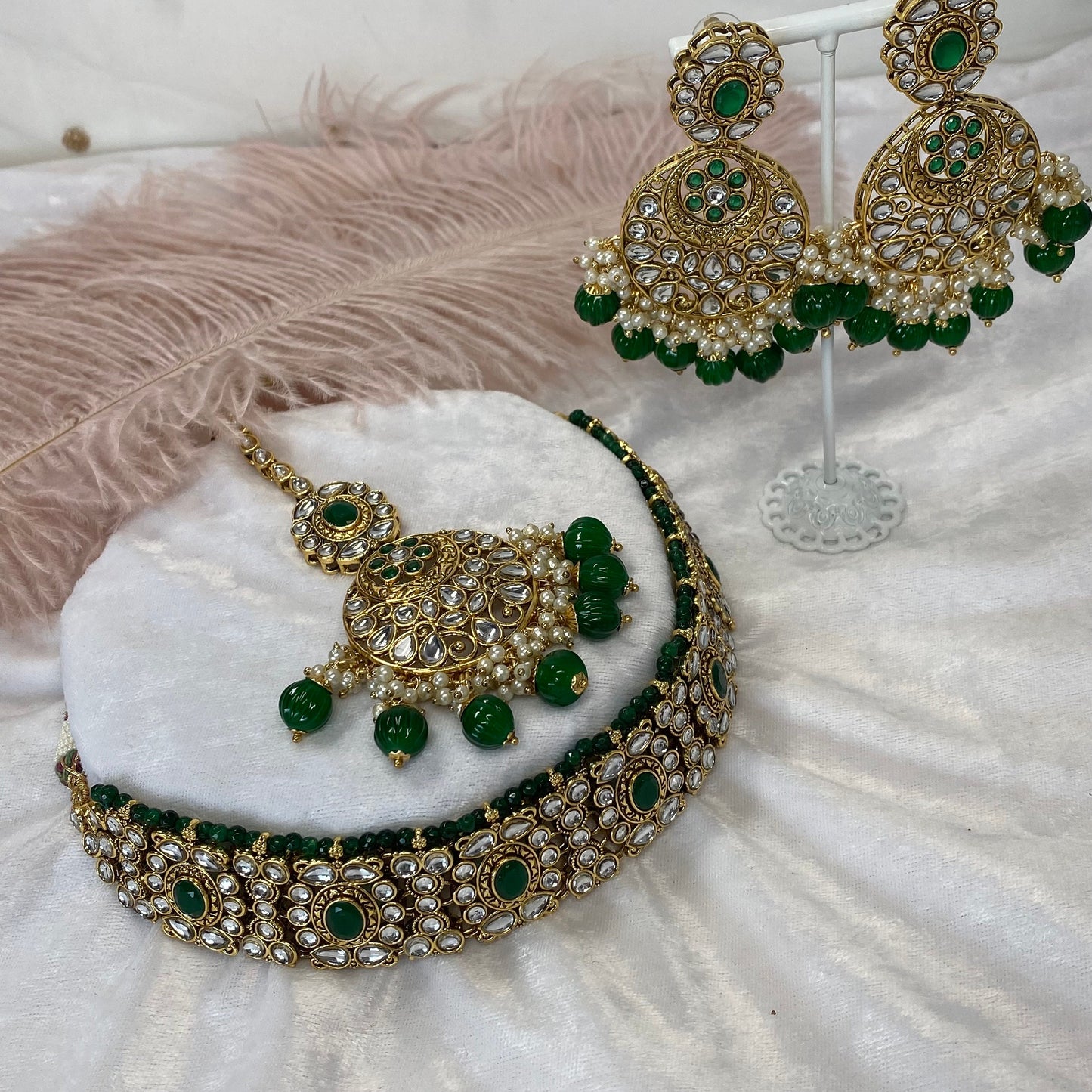 Faux Kundan Choker Set Earring/ Tikka/ Tikli/ Indian/ Pakistani/Fashion Jewellery/ Gift for Women/betterphoto