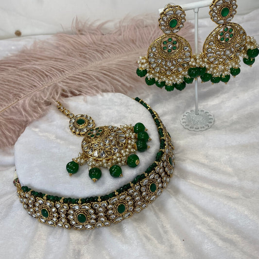 Faux Kundan Choker Set Earring/ Tikka/ Tikli/ Indian/ Pakistani/Fashion Jewellery/ Gift for Women/betterphoto