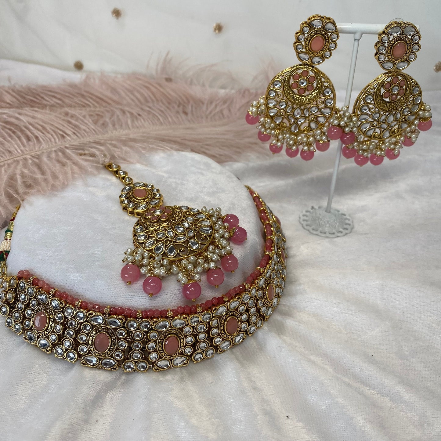 Faux Kundan Choker Set Earring/ Tikka/ Tikli/ Indian/ Pakistani/Fashion Jewellery/ Gift for Women/betterphoto