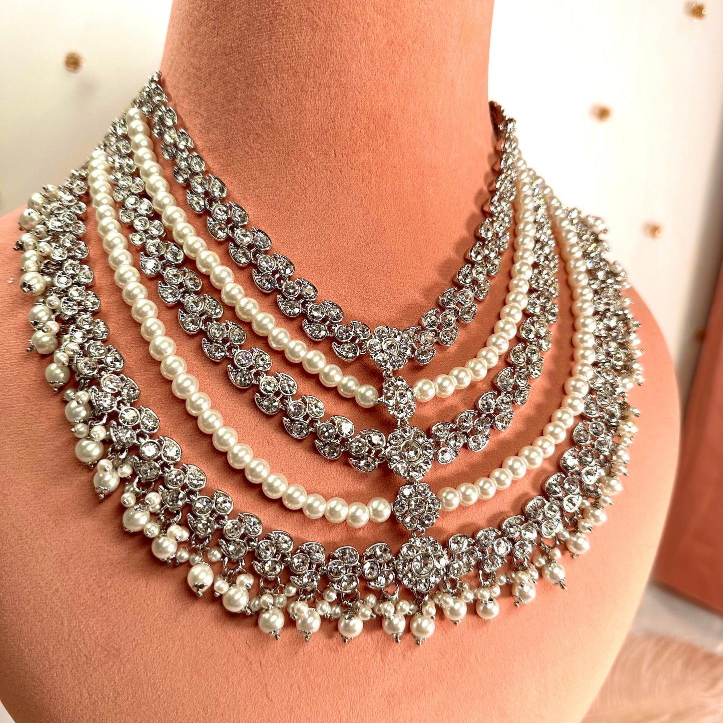 Silver Short Mala Set Earring/ Tikka/ Tikli/ Indian/ Pakistani/Fashion Jewellery/ Gift for Women