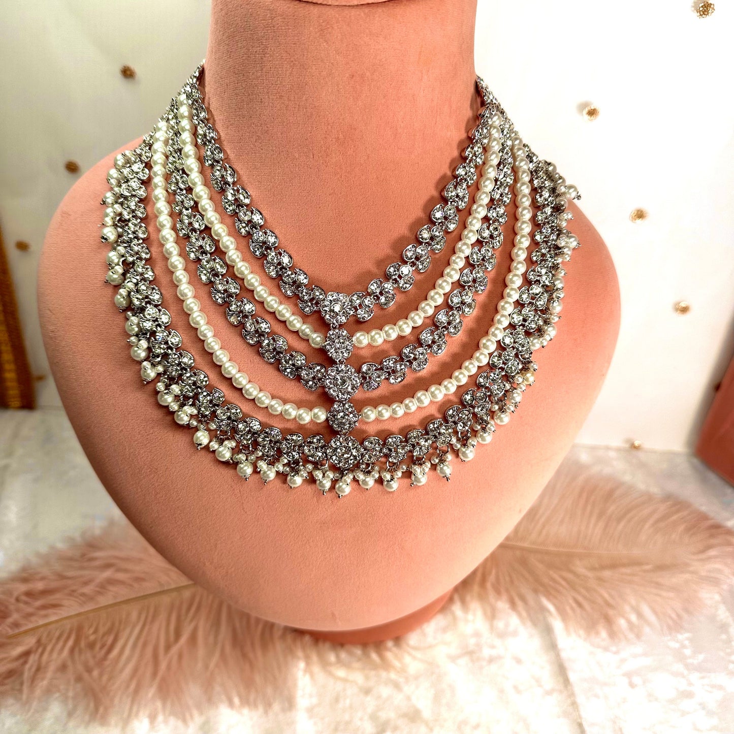 Silver Short Mala/ Haar/ Long Necklace/ Unique Style/ Indian/ Pakistani/Fashion Jewellery/ Gift for Women