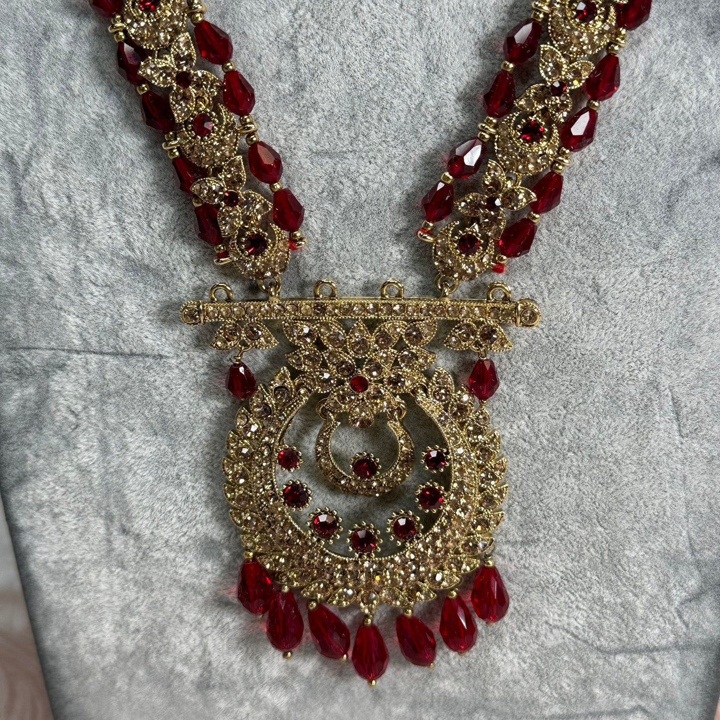 Maroon Bridal Mala Set (Slightly Imperfect)