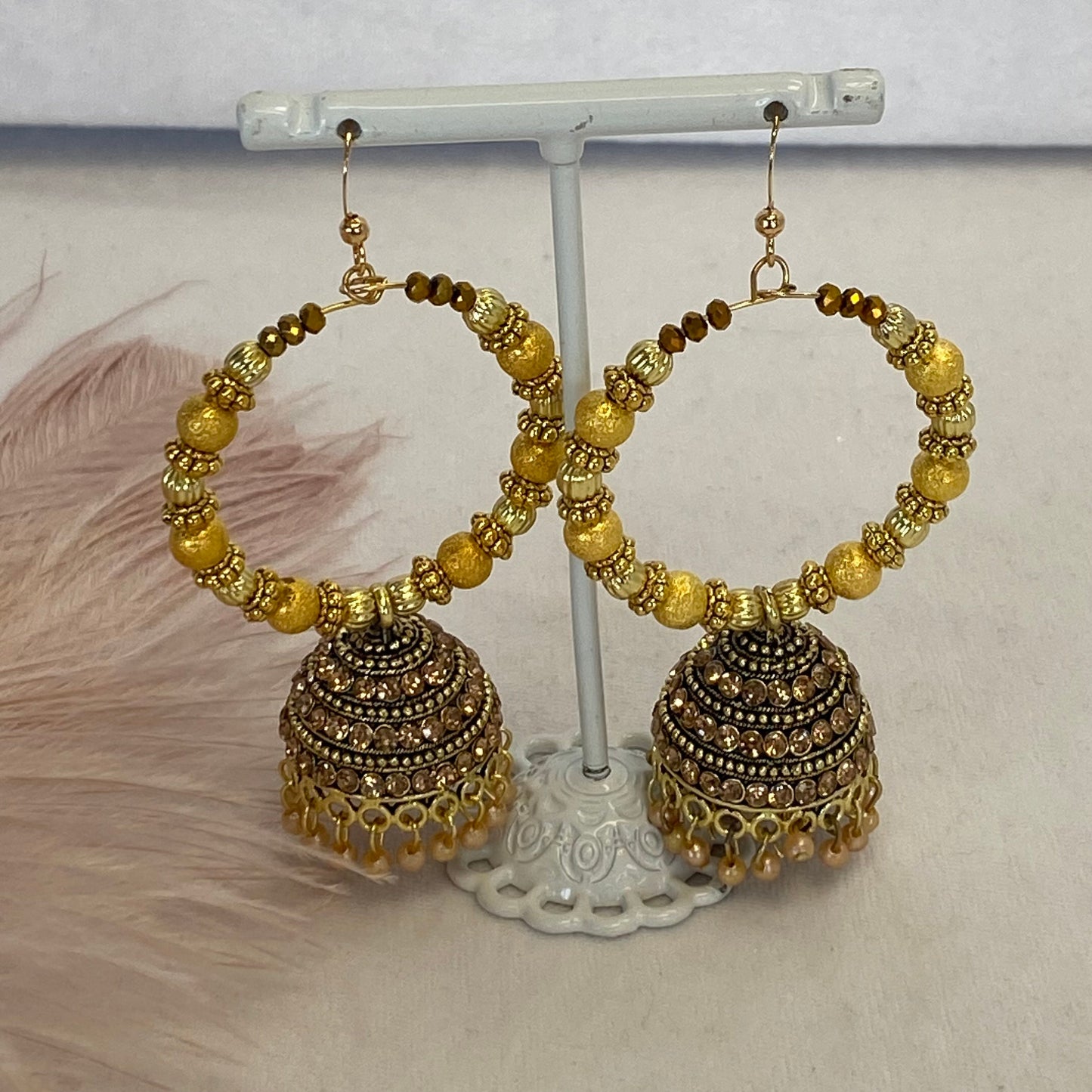 Golden Hoop Earrings Indian Style Earring/ Pakistani Fashion/ Fashion Jewellery/ Gift for Women